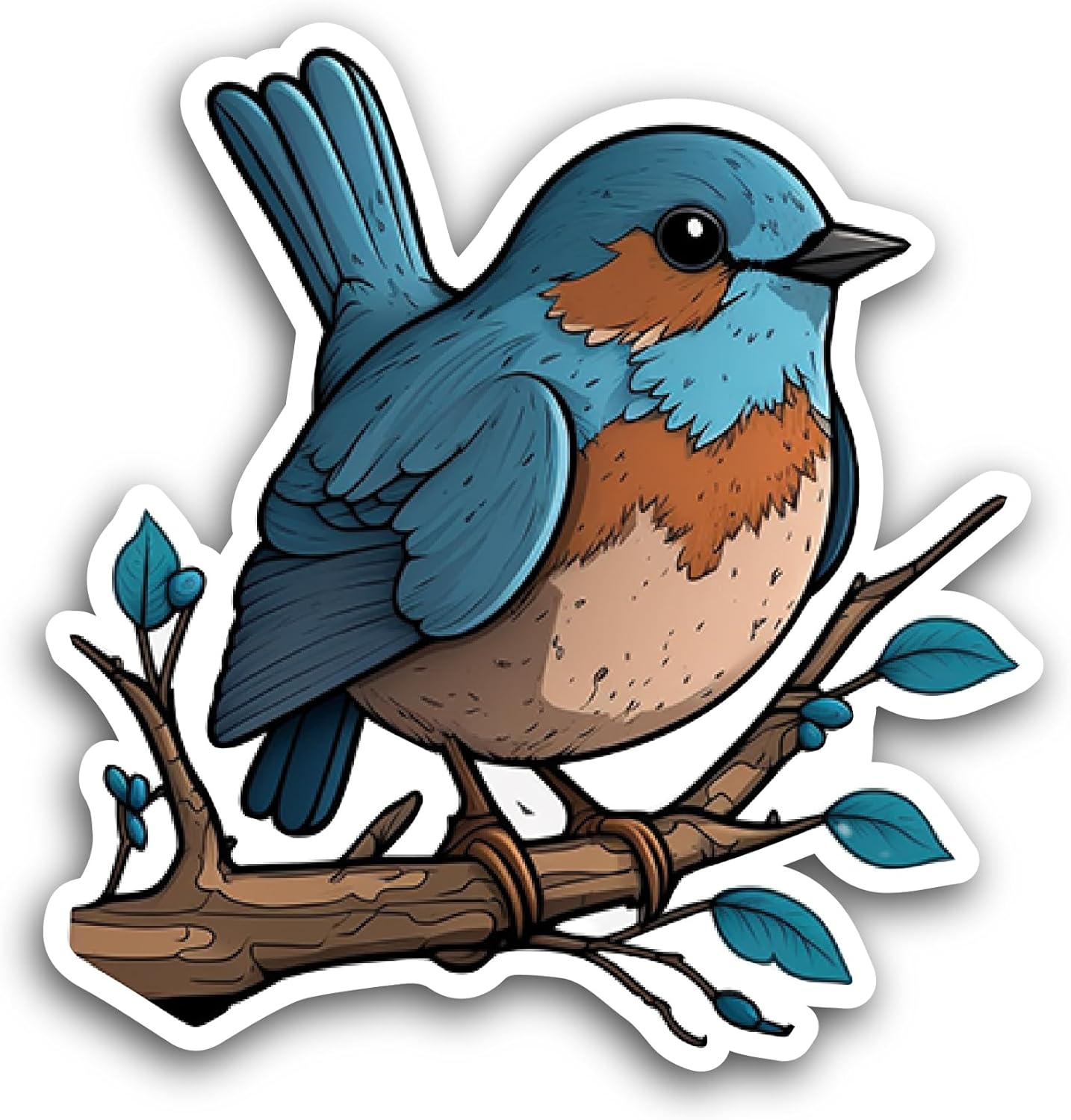 2 (Pieces) 3" and 5" Cute Blue Bird Sticker, Waterproof Vinyl Decals for Many Purpose Like Cars, Trucks, Laptops, Phones, Windows and More