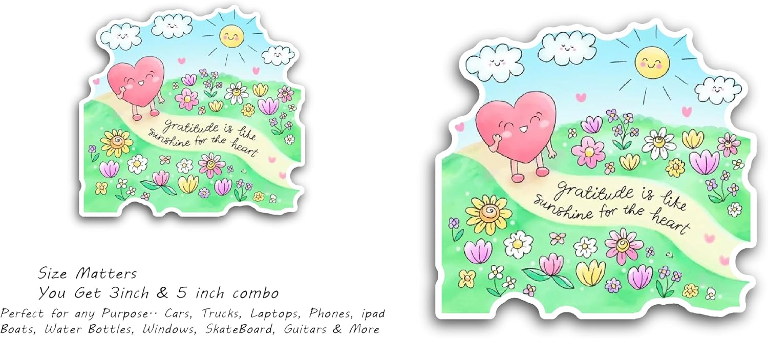 2 (Pieces) 3" and 5" Gardening Thoughts with Sunshine Sticker, Waterproof Vinyl Decals for Many Purpose Like Cars, Trucks, Laptops, Phones, Windows and More