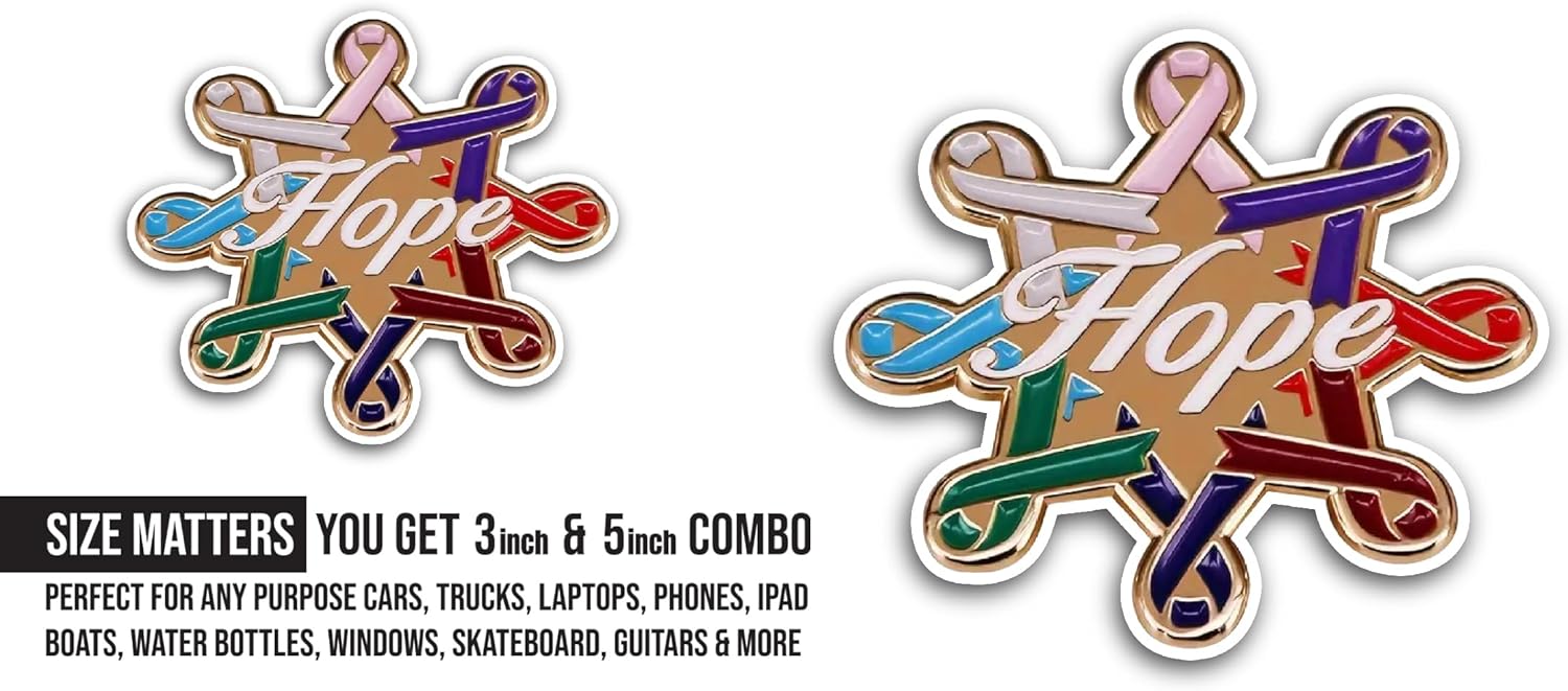 2 (Pieces) 3" and 5" Hope Sticker, Waterproof Vinyl Decals for Many Purpose Like Cars, Trucks, Laptops, Phones, Windows and More