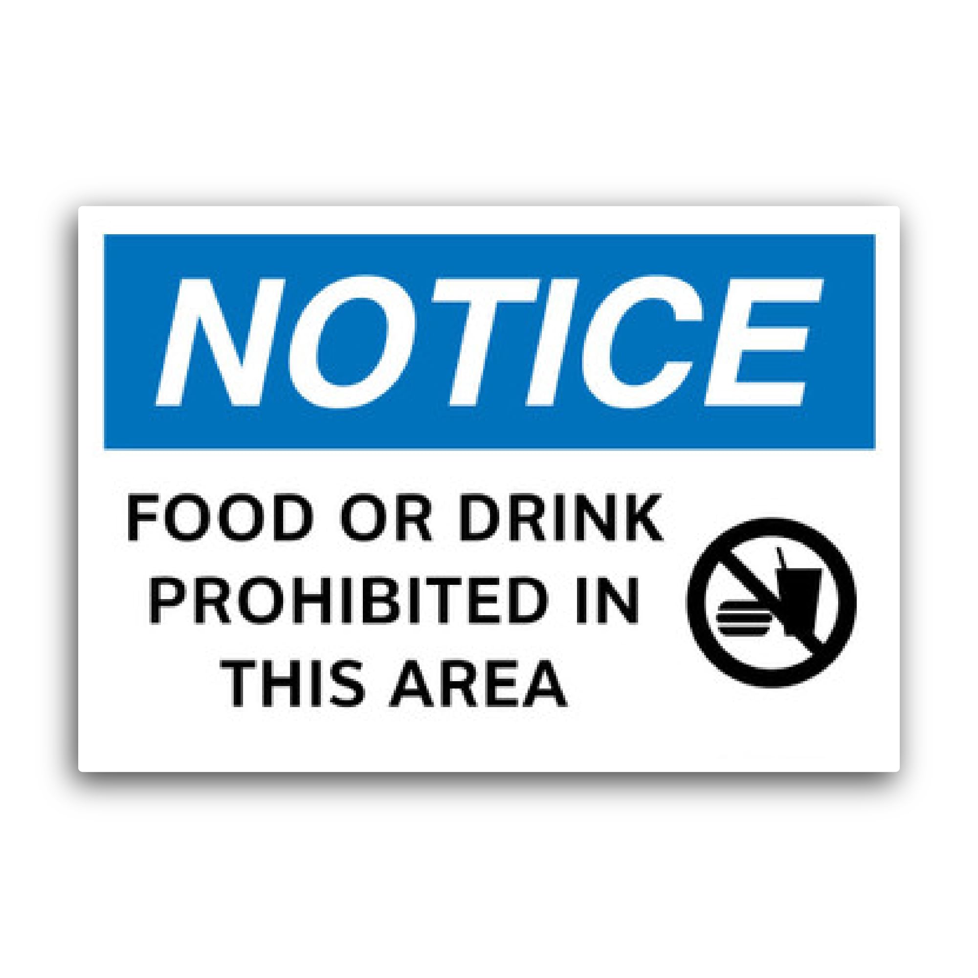 2 (Pieces) 3" and 5" Notice/Food Or Drink Prohibited Sticker, Waterproof Vinyl Decals for Many Purpo