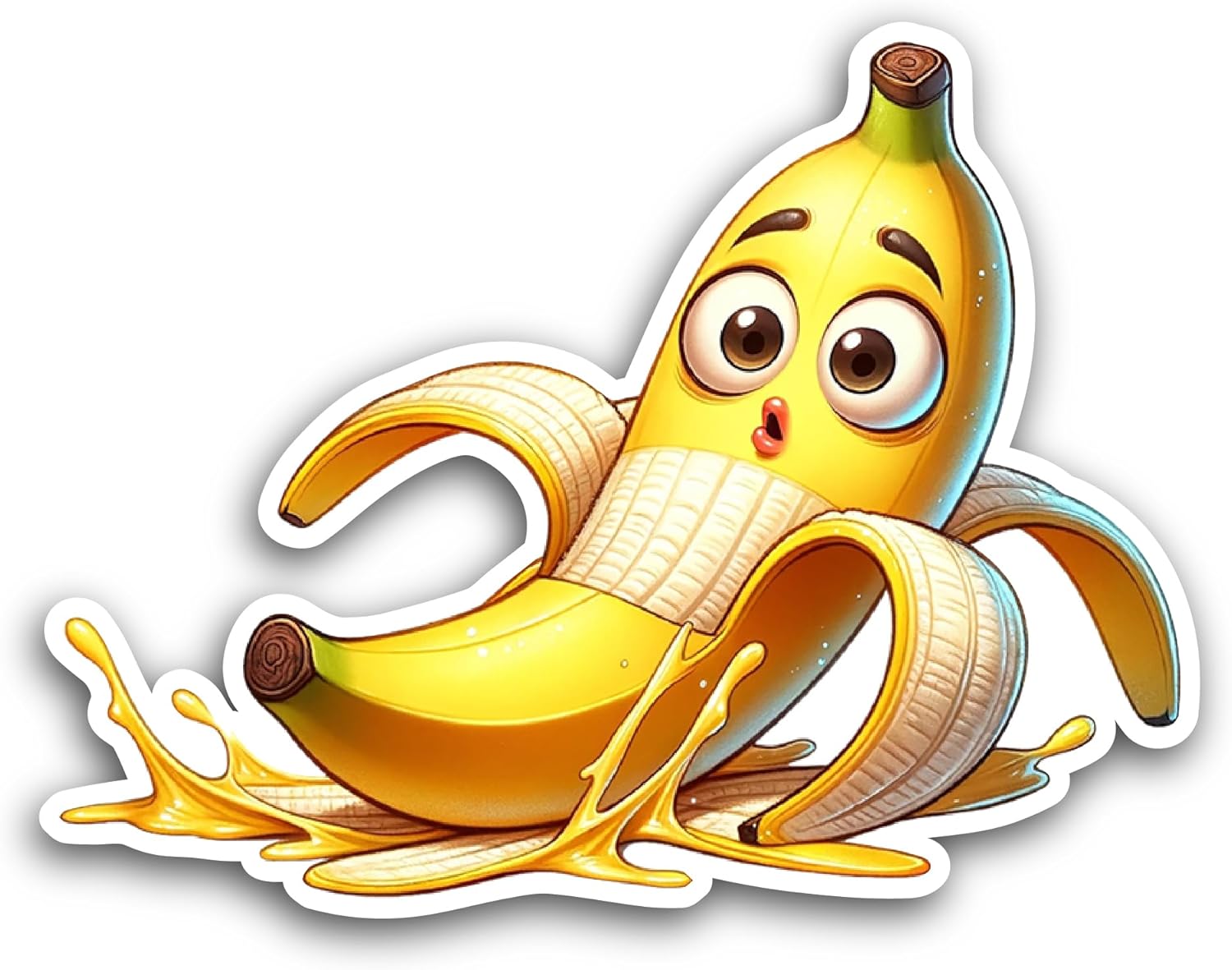 2 (Pieces) 3" and 5" Cartoon Banana Sticker, Waterproof Vinyl Decals for Many Purpose Like Cars, Trucks, Laptops, Phones, Windows and More