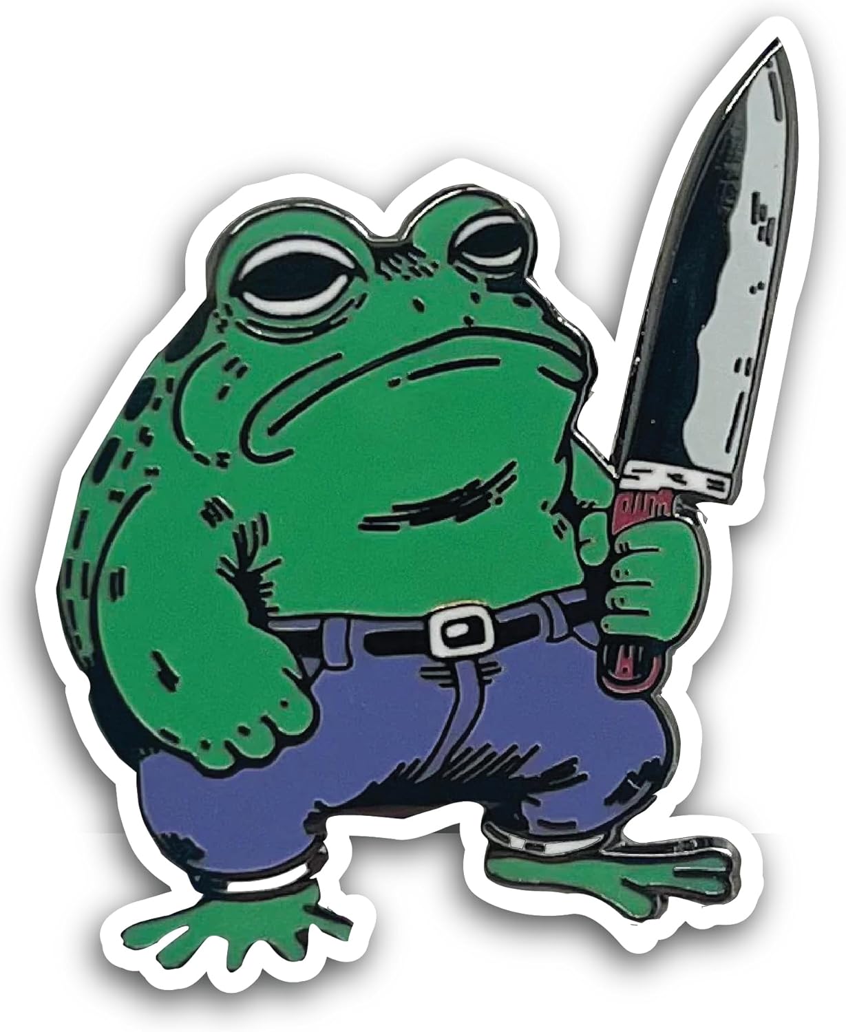 2 (Pieces) 3" and 5" Frog with Knife Sticker, Waterproof Vinyl Decals for Many Purpose Like Cars, Trucks, Laptops, Phones, Windows and More