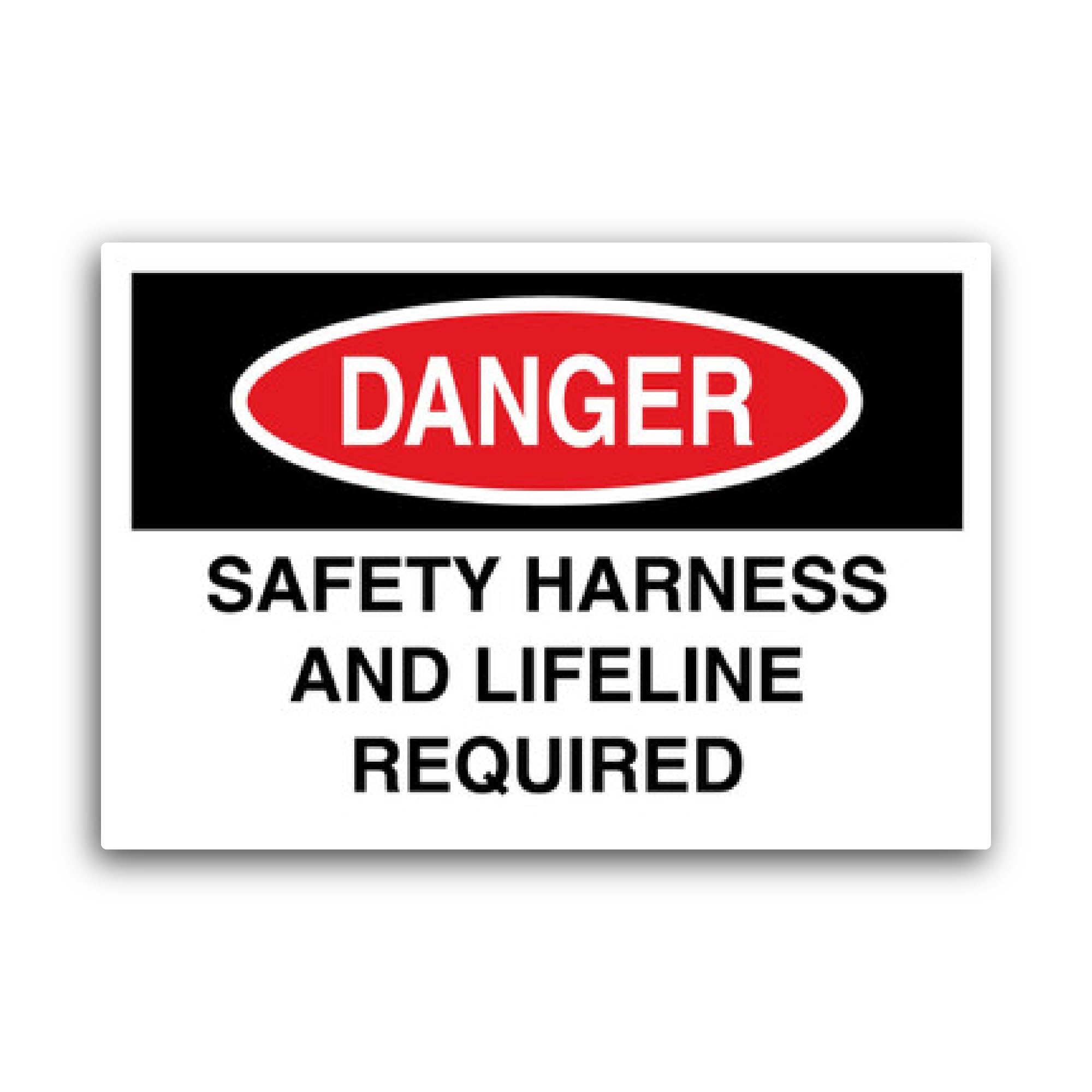 2 (Pieces) 3" and 5" Safety Harness and Lifeline Required Sticker, Waterproof Vinyl Decals for Many 
