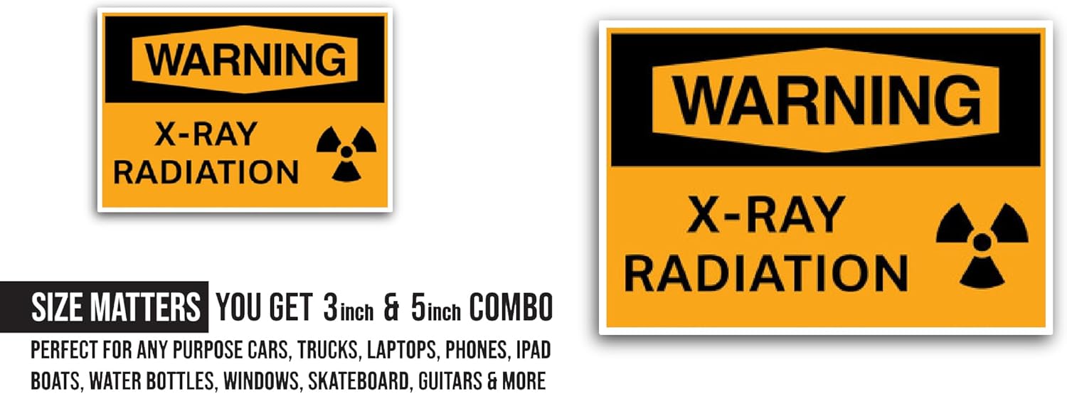 2 (Pieces) 3" and 5" X-ray Radiation Sticker, Waterproof Vinyl Decals for Many Purpose Like Cars, Trucks, Laptops, Phones, Windows and More