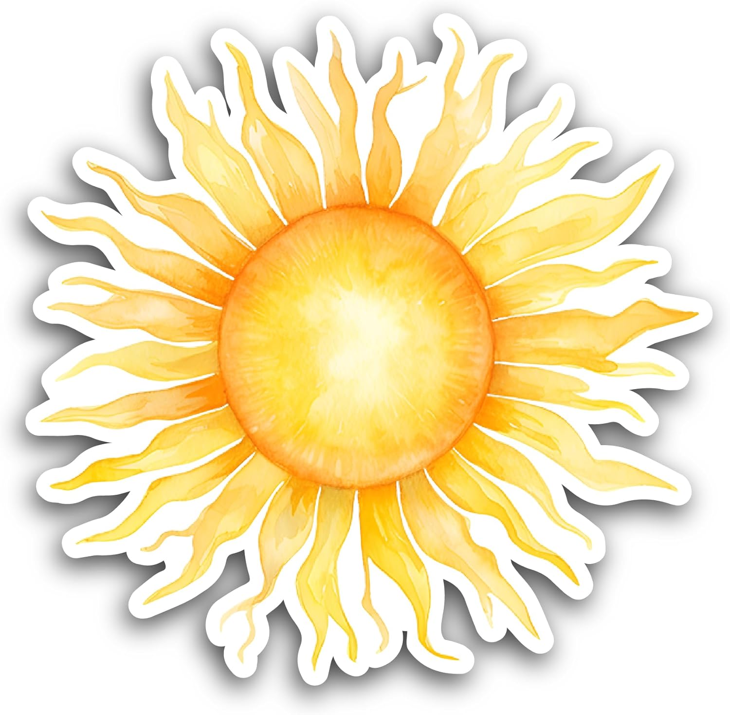 2 (Pieces) 3" and 5" Shining Yellow Sun Sticker, Waterproof Vinyl Decals for Many Purpose Like Cars, Trucks, Laptops, Phones, Windows and More