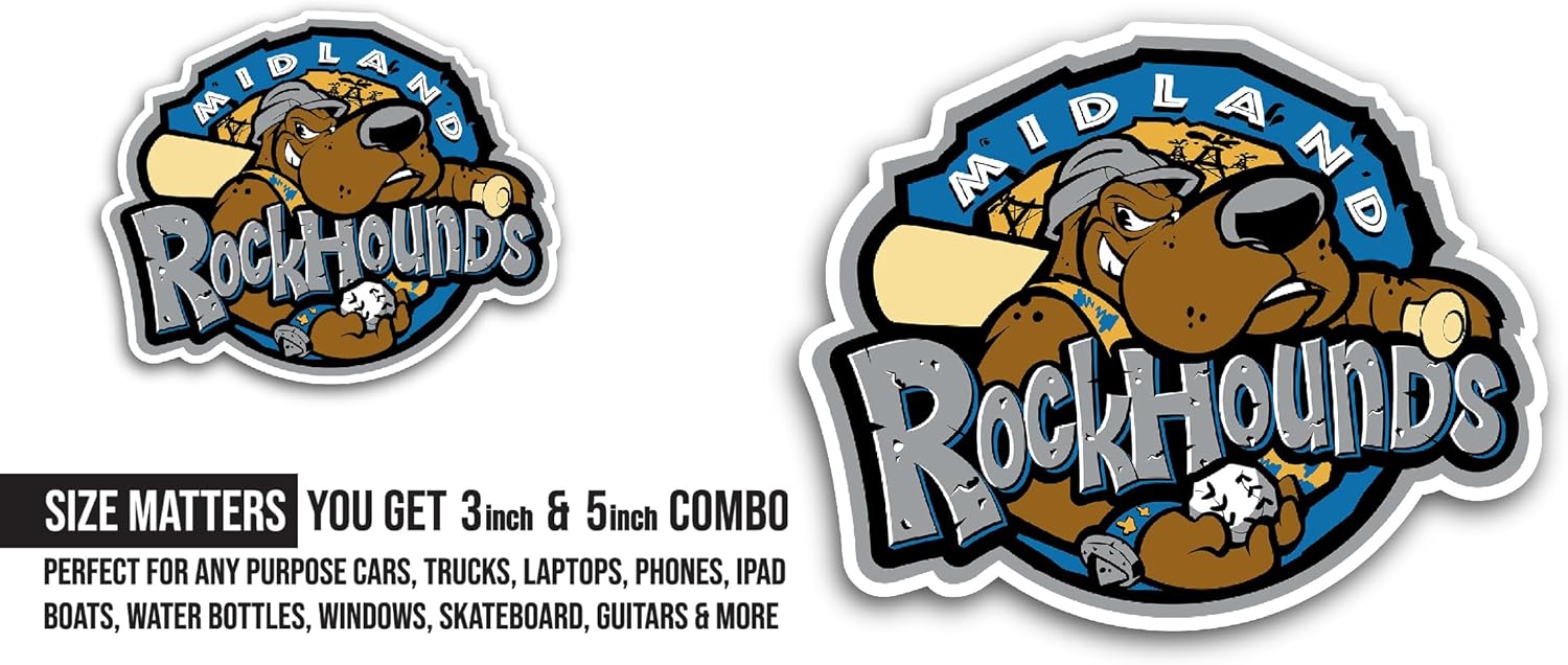 2 (Pieces) 3" and 5" Midland R0ckHounds Sticker, Waterproof Vinyl Decals for Many Purpose Like Cars, Trucks, Laptops, Phones, Windows and More