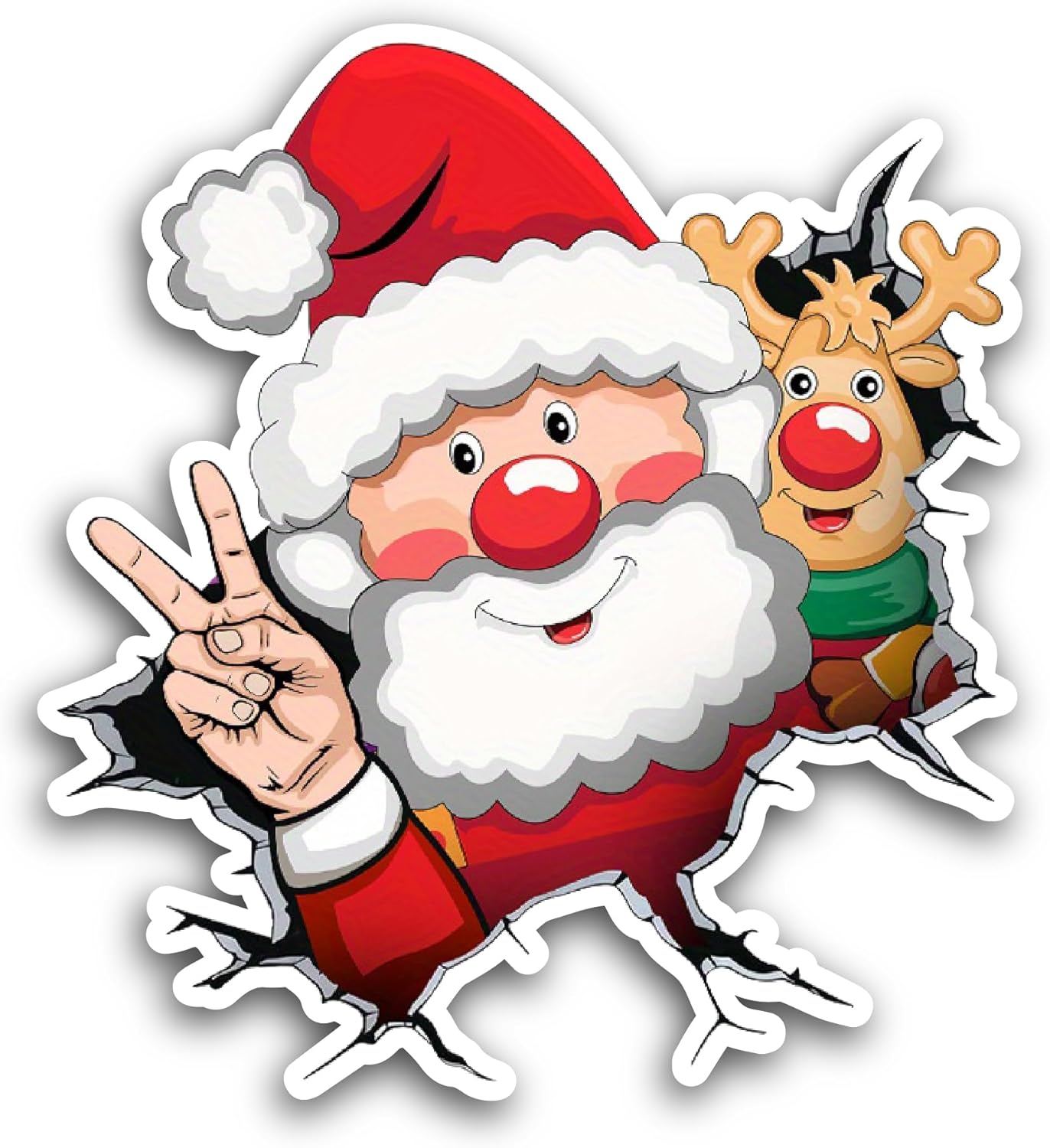 2 (Pieces) 3" and 5" Santa Claus Cute Cartoon Sticker, Waterproof Vinyl Decals for Many Purpose Like Cars, Trucks, Laptops, Phones, Windows and More