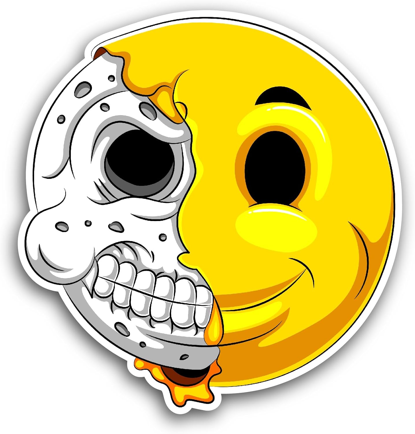 2 (Pieces) 3" and 5" Half Skull Emotion Sticker, Waterproof Vinyl Decals for Many Purpose Like Cars, Trucks, Laptops, Phones, Windows and More