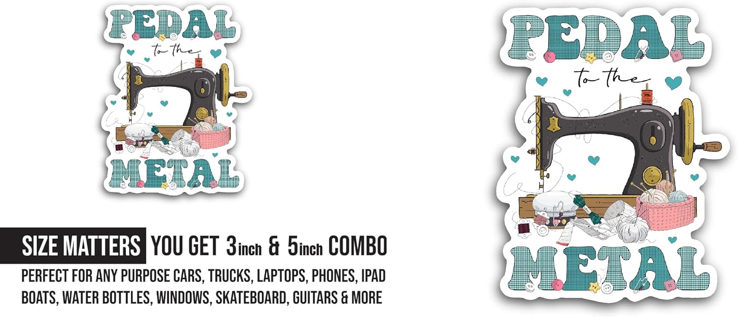 2 (Pieces) 3" and 5" Pedal Metal Sticker, Waterproof Vinyl Decals for Many Purpose Like Cars, Trucks, Laptops, Phones, Windows and More