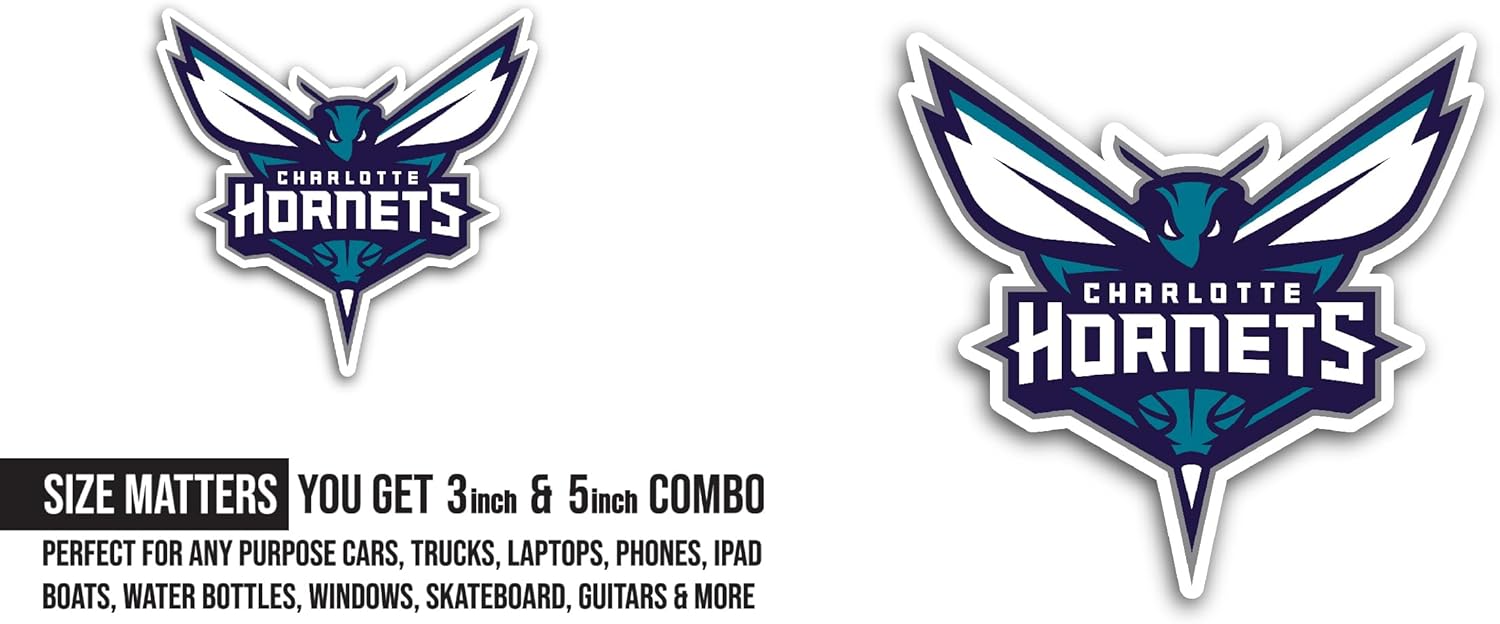 2 (Pieces) 3" and 5" Charlotte Team Decal Sticker, Waterproof Vinyl Decals for Many Purpose Like Cars, Trucks, Laptops, Phones, Windows and More