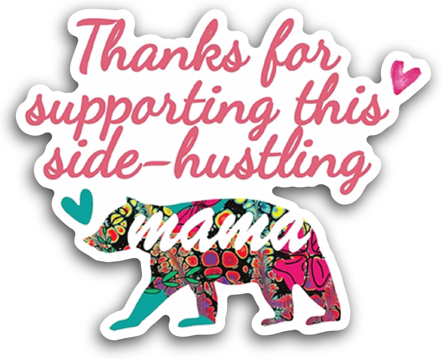 2 (Pieces) 3" and 5" Thanks for Supporting Sticker, Waterproof Vinyl Decals for Many Purpose Like Cars, Trucks, Laptops, Phones, Windows and More