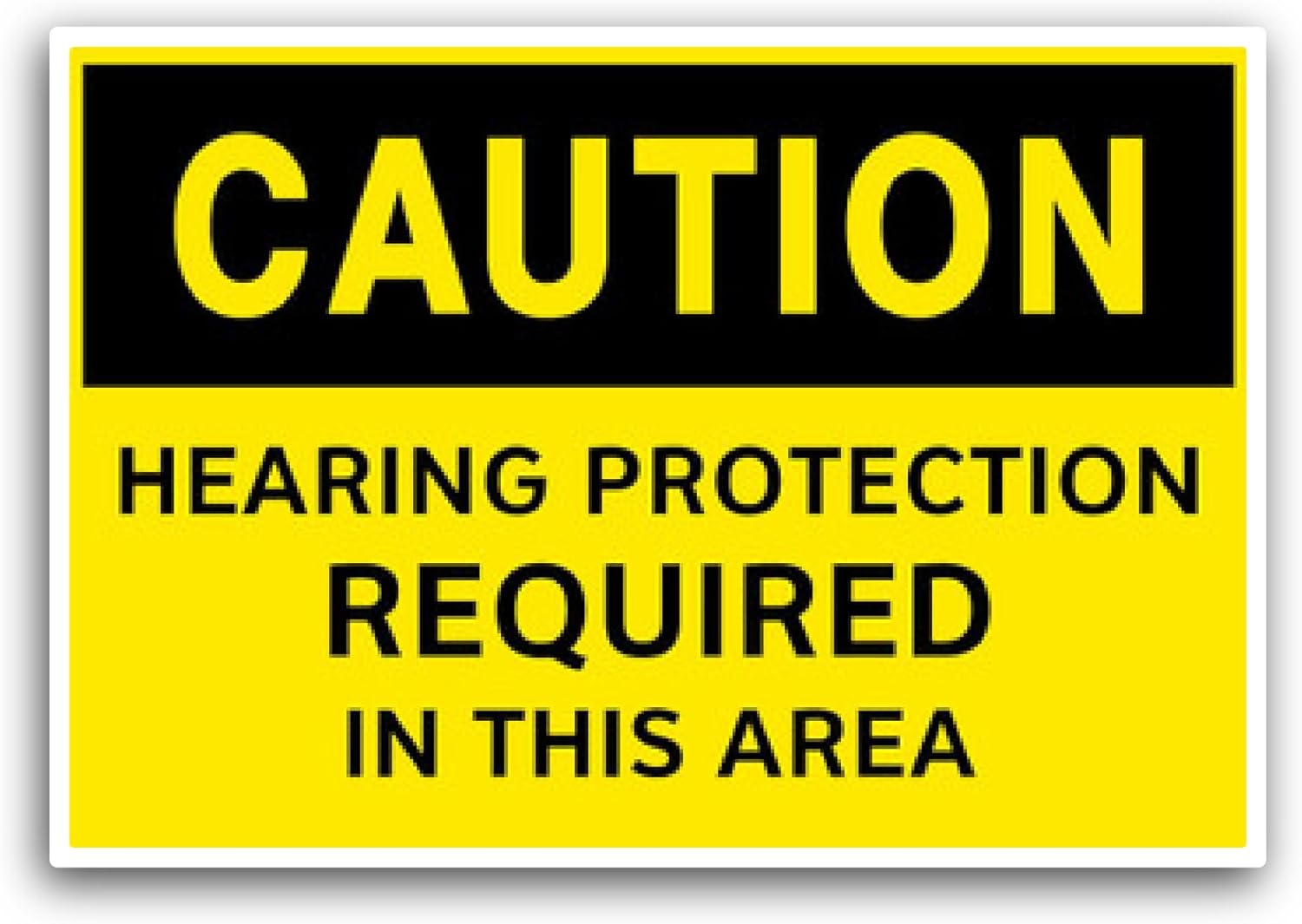 2 (Pieces) 3" and 5" Caution Hearing Protection Required in This Area Sign Sticker, Waterproof Vinyl Decals for Many Purpose Like Cars, Trucks, Laptops, Phones, Windows and More