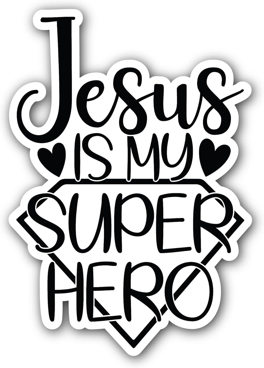2 (Pieces) 3" and 5" Jesus is My Super Hero Sticker, Waterproof Vinyl Decals for Many Purpose Like Cars, Trucks, Laptops, Phones, Windows and More
