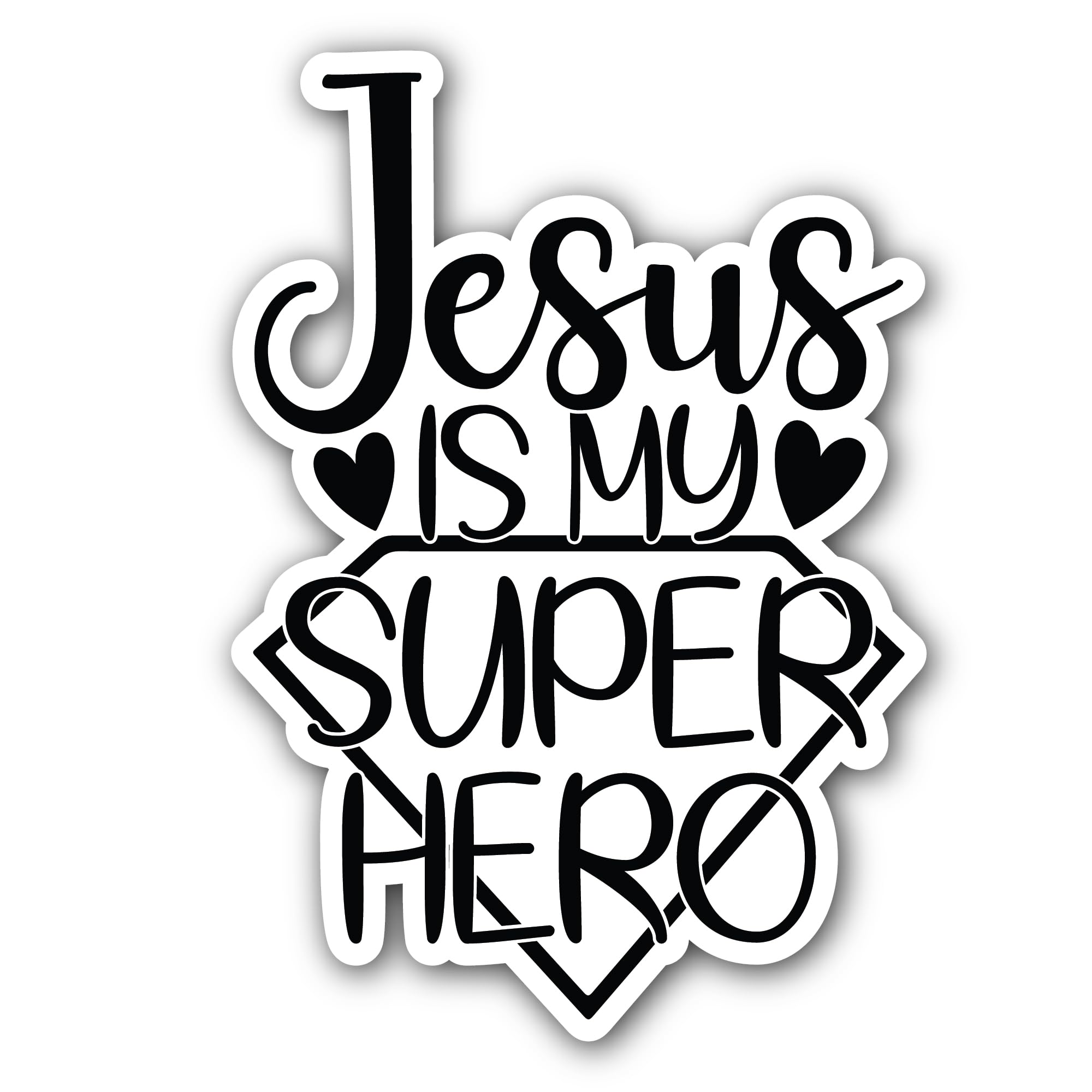 2 (Pieces) 3" and 5" Jesus is My Super Hero Sticker, Waterproof Vinyl Decals for Many Purpose Like C