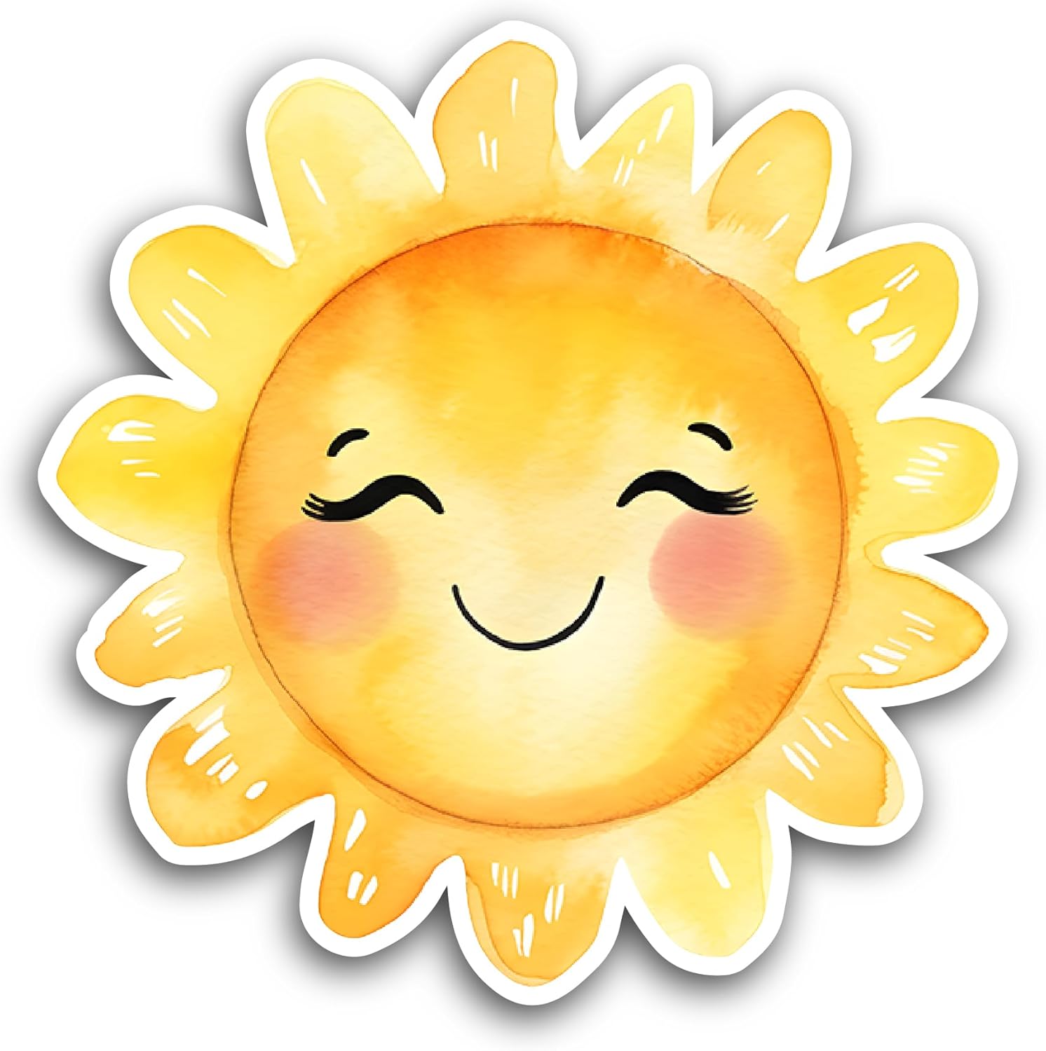 2 (Pieces) 3" and 5" Sun with Eyes Sticker, Waterproof Vinyl Decals for Many Purpose Like Cars, Trucks, Laptops, Phones, Windows and More