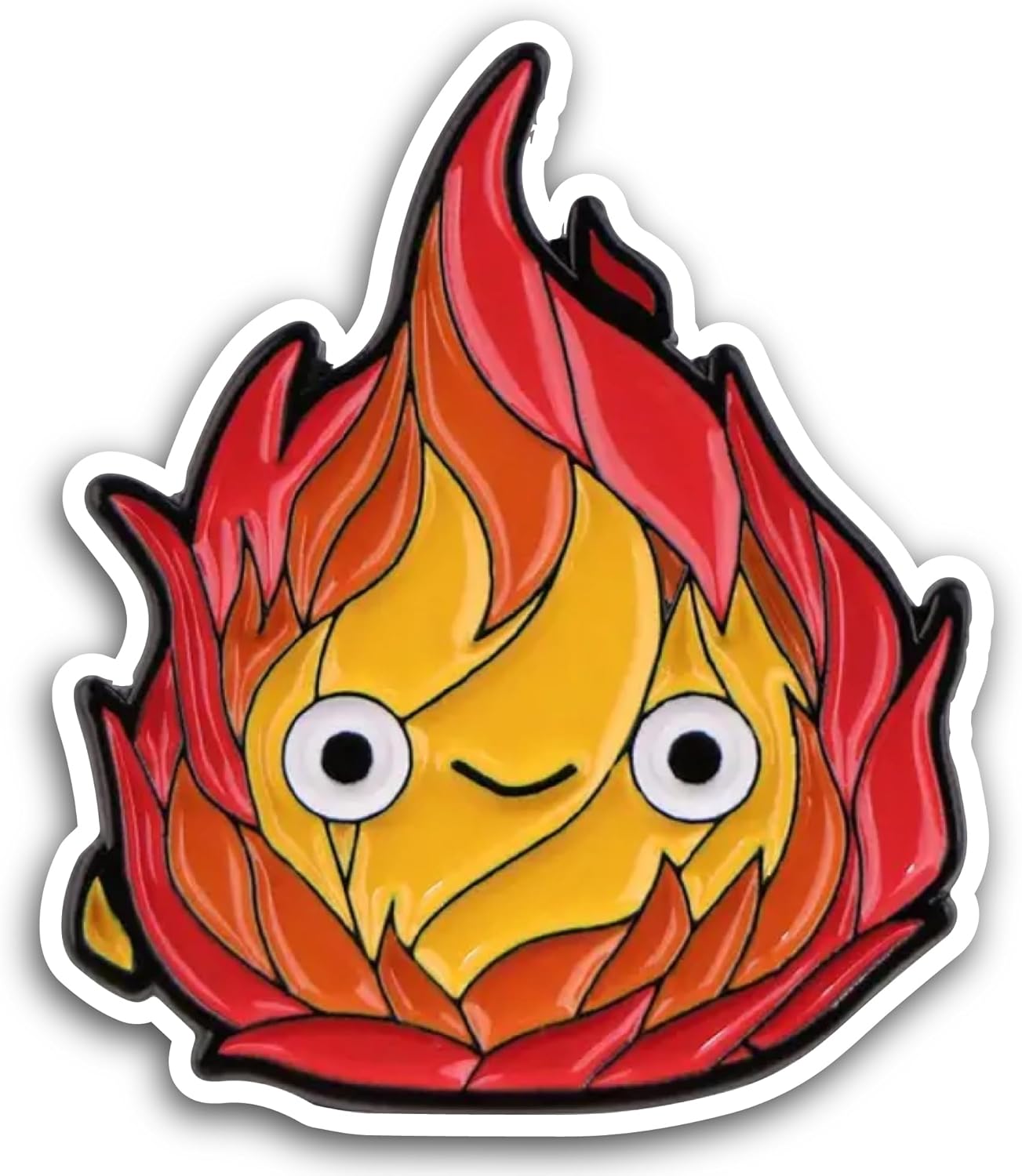 2 (Pieces) 3" and 5" Fire Icon with Eyes Sticker, Waterproof Vinyl Decals for Many Purpose Like Cars, Trucks, Laptops, Phones, Windows and More