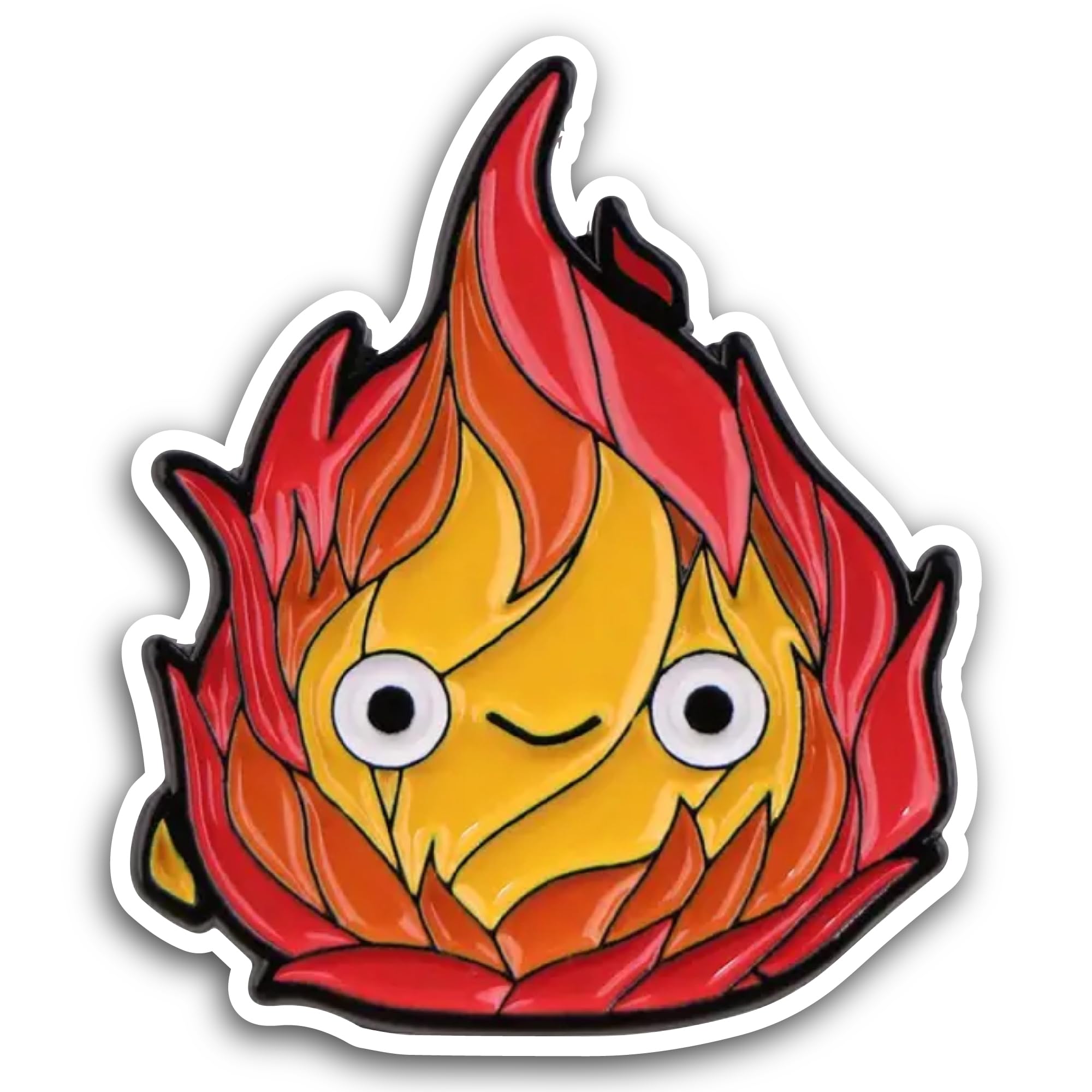 2 (Pieces) 3" and 5" Fire Icon with Eyes Sticker, Waterproof Vinyl Decals for Many Purpose Like Cars