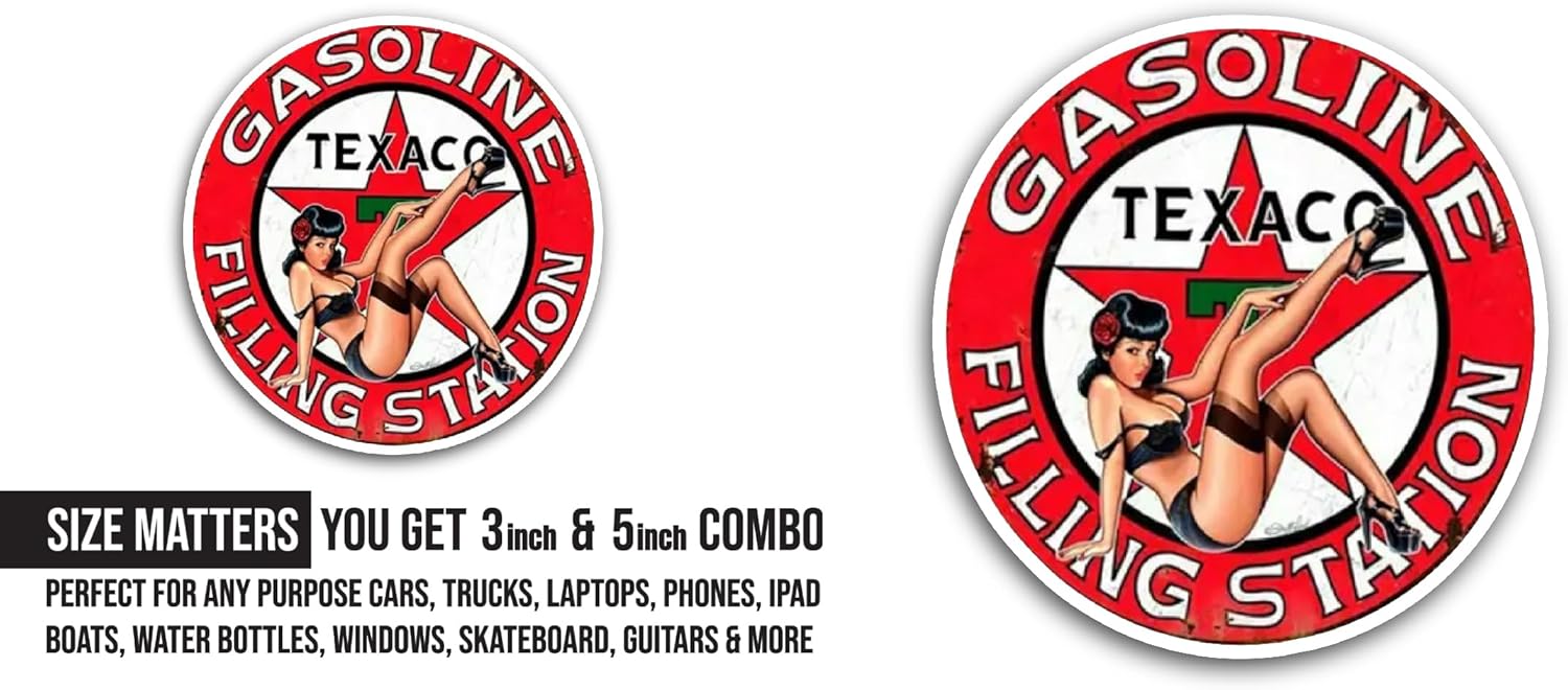 2 (Pieces) 3" and 5" Gasoline Sticker, Waterproof Vinyl Decals for Many Purpose Like Cars, Trucks, Laptops, Phones, Windows and More