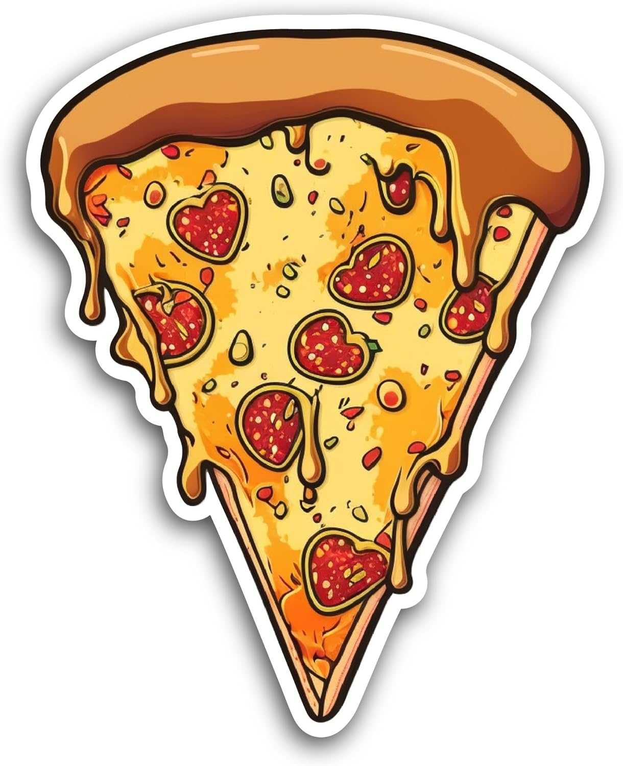 2 (Pieces) 3" and 5" Melting Peperoni Pizza Sticker, Waterproof Vinyl Decals for Many Purpose Like Cars, Trucks, Laptops, Phones, Windows and More