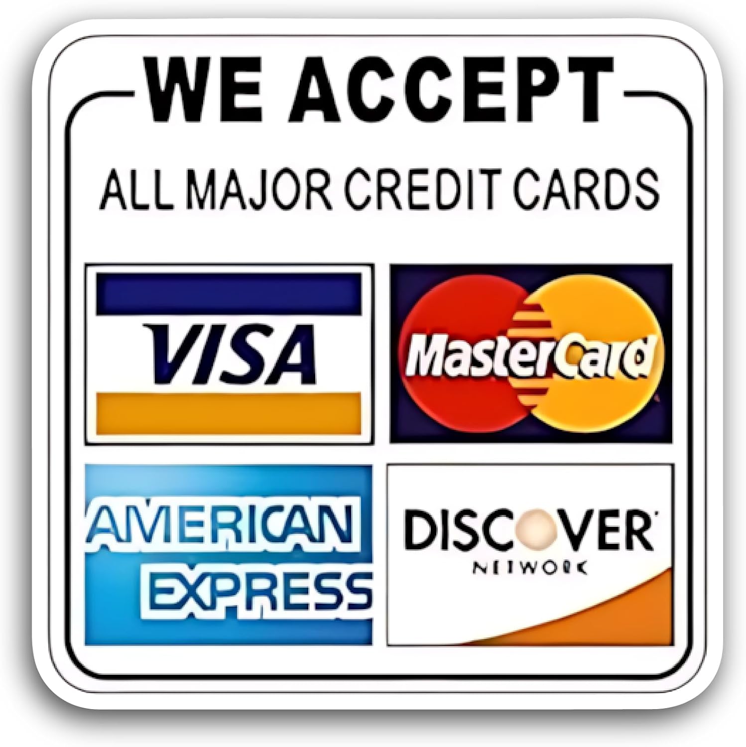 2 (Pieces) 3" and 5" We Accept Sticker, Waterproof Vinyl Decals for Many Purpose Like Cars, Trucks, Laptops, Phones, Windows and More