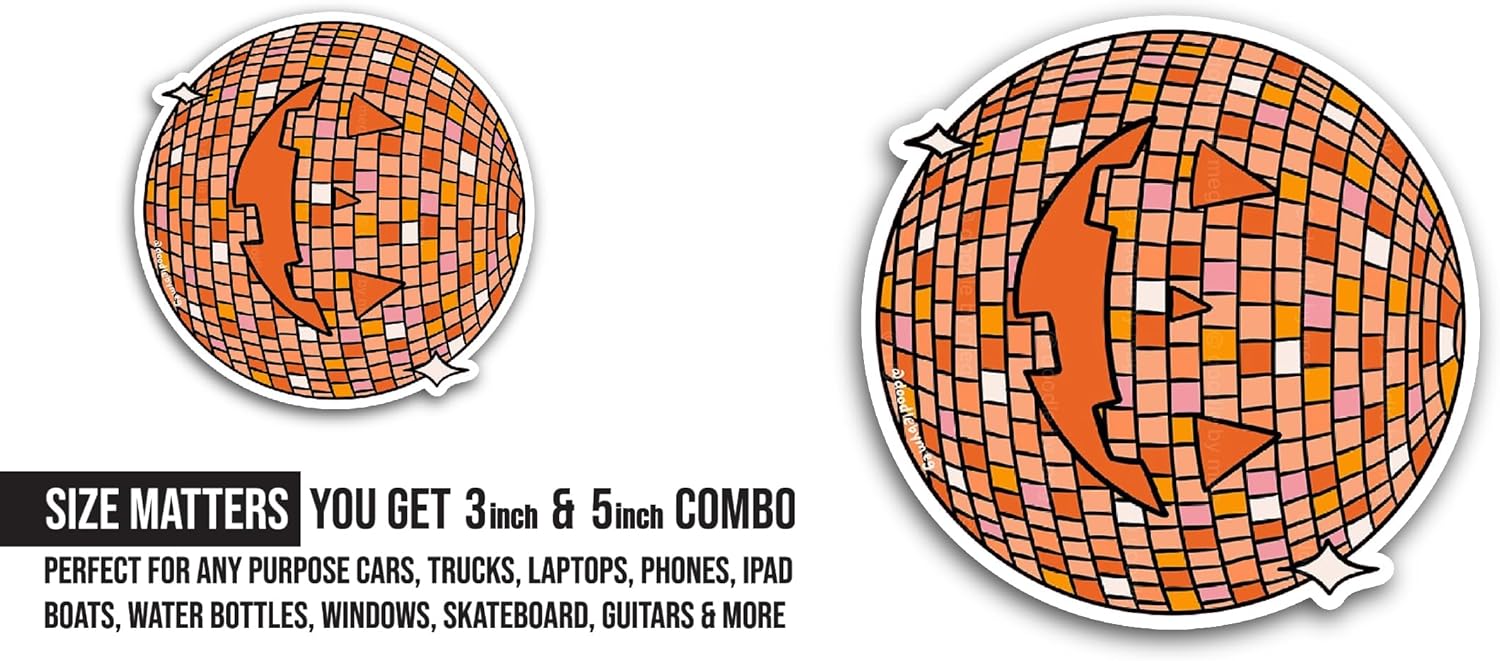 2 (Pieces) 3" and 5" Disco Ball Sticker, Waterproof Vinyl Decals for Many Purpose Like Cars, Trucks, Laptops, Phones, Windows and More