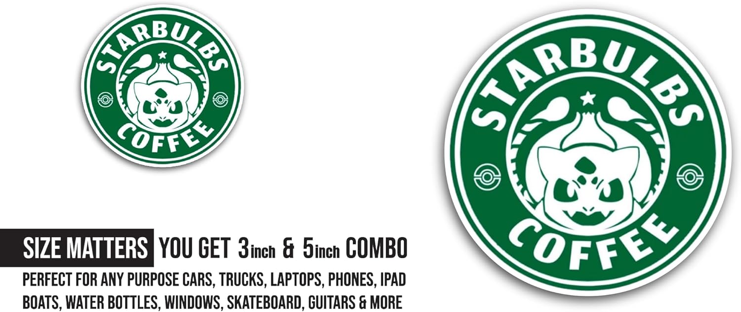 2 (Pieces) 3" and 5" Starbulbs Sticker, Waterproof Vinyl Decals for Many Purpose Like Cars, Trucks, Laptops, Phones, Windows and More