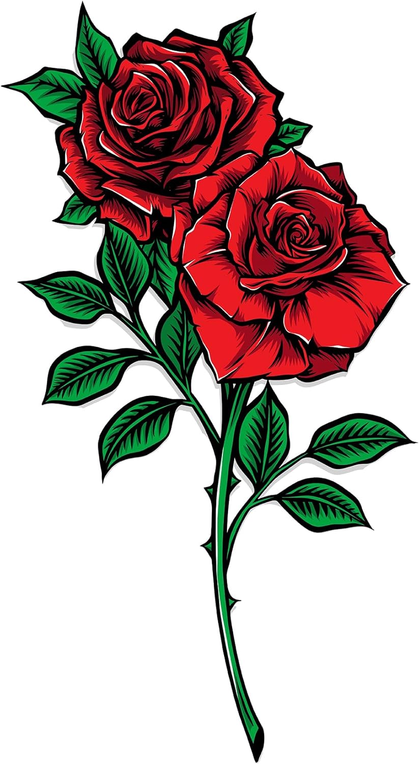 2 (Pieces) 3" and 5" Rose Flower Sticker, Waterproof Vinyl Decals for Many Purpose Like Cars, Trucks, Laptops, Phones, Windows and More