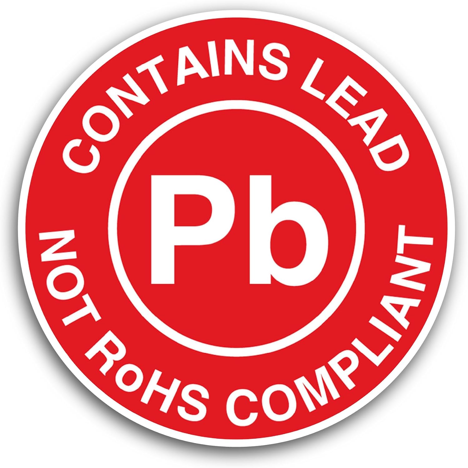 2 (Pieces) 3" and 5" Contains Lead Pb Not Rohs Compliant Sticker, Waterproof Vinyl Decals for Many Purpose Like Cars, Trucks, Laptops, Phones, Windows and More