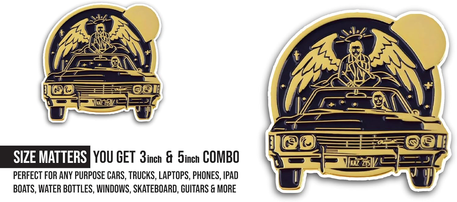2 (Pieces) 3" and 5" Black and Gold Race Car Sticker, Waterproof Vinyl Decals for Many Purpose Like Cars, Trucks, Laptops, Phones, Windows and More