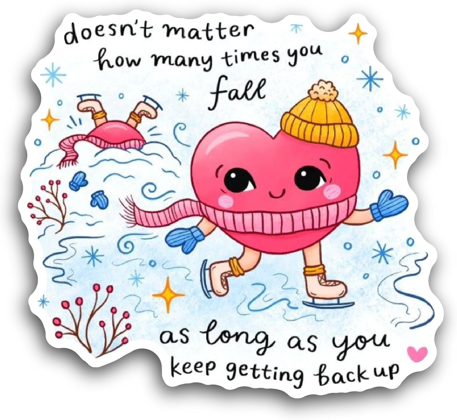 2 (Pieces) 3" and 5" Cute Heart with Inspirational Text Sticker, Waterproof Vinyl Decals for Many Purpose Like Cars, Trucks, Laptops, Phones, Windows and More