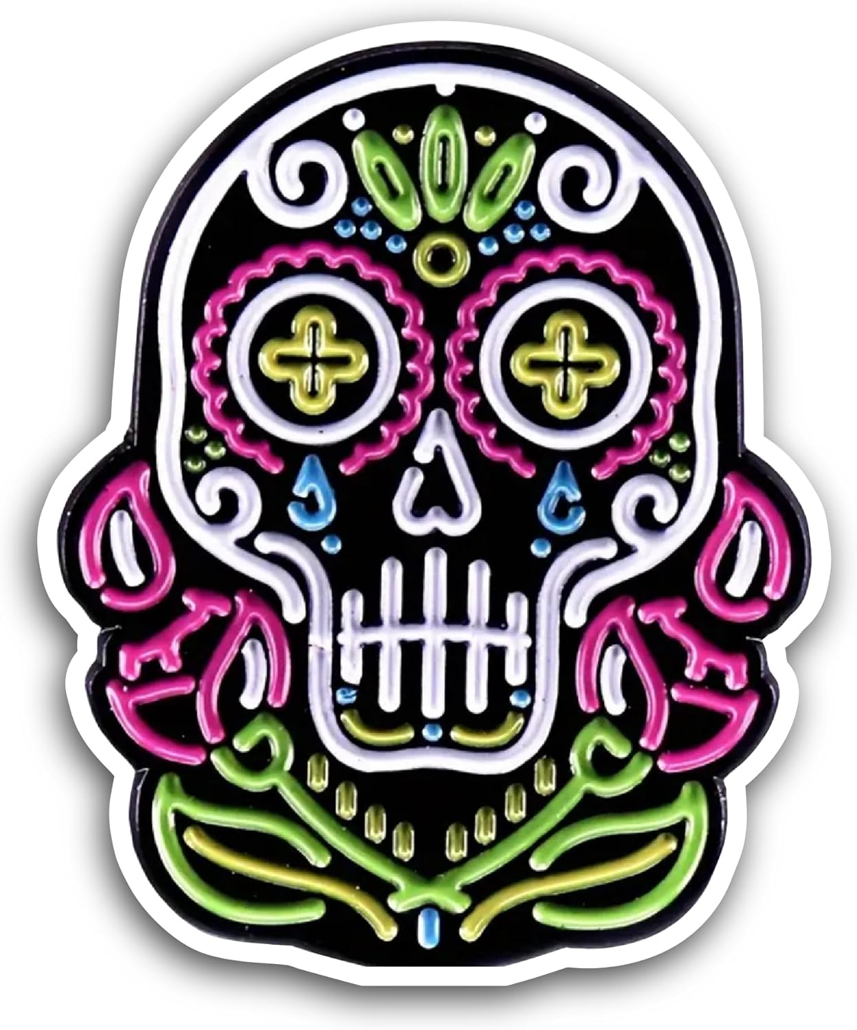 2 (Pieces) 3" and 5" Colorful Skull Sticker, Waterproof Vinyl Decals for Many Purpose Like Cars, Trucks, Laptops, Phones, Windows and More