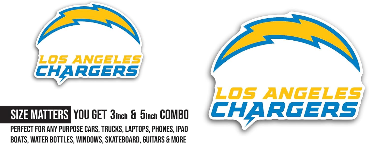 2 (Pieces) 3" and 5" L0s Angeles Chargers Decal Sticker, Waterproof Vinyl Decals for Many Purpose Like Cars, Trucks, Laptops, Phones, Windows and More