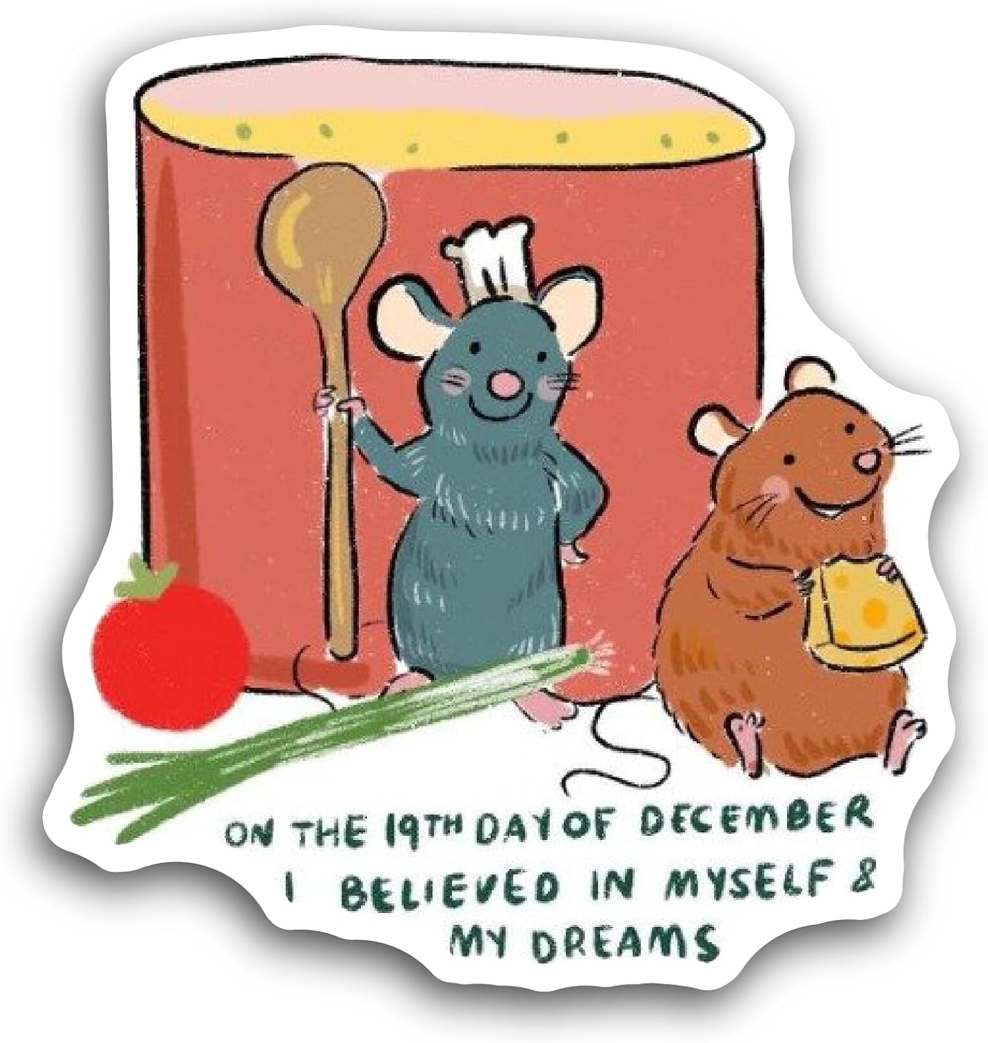 2 (Pieces) 3" and 5" Rat Cook Sticker, Waterproof Vinyl Decals for Many Purpose Like Cars, Trucks, Laptops, Phones, Windows and More