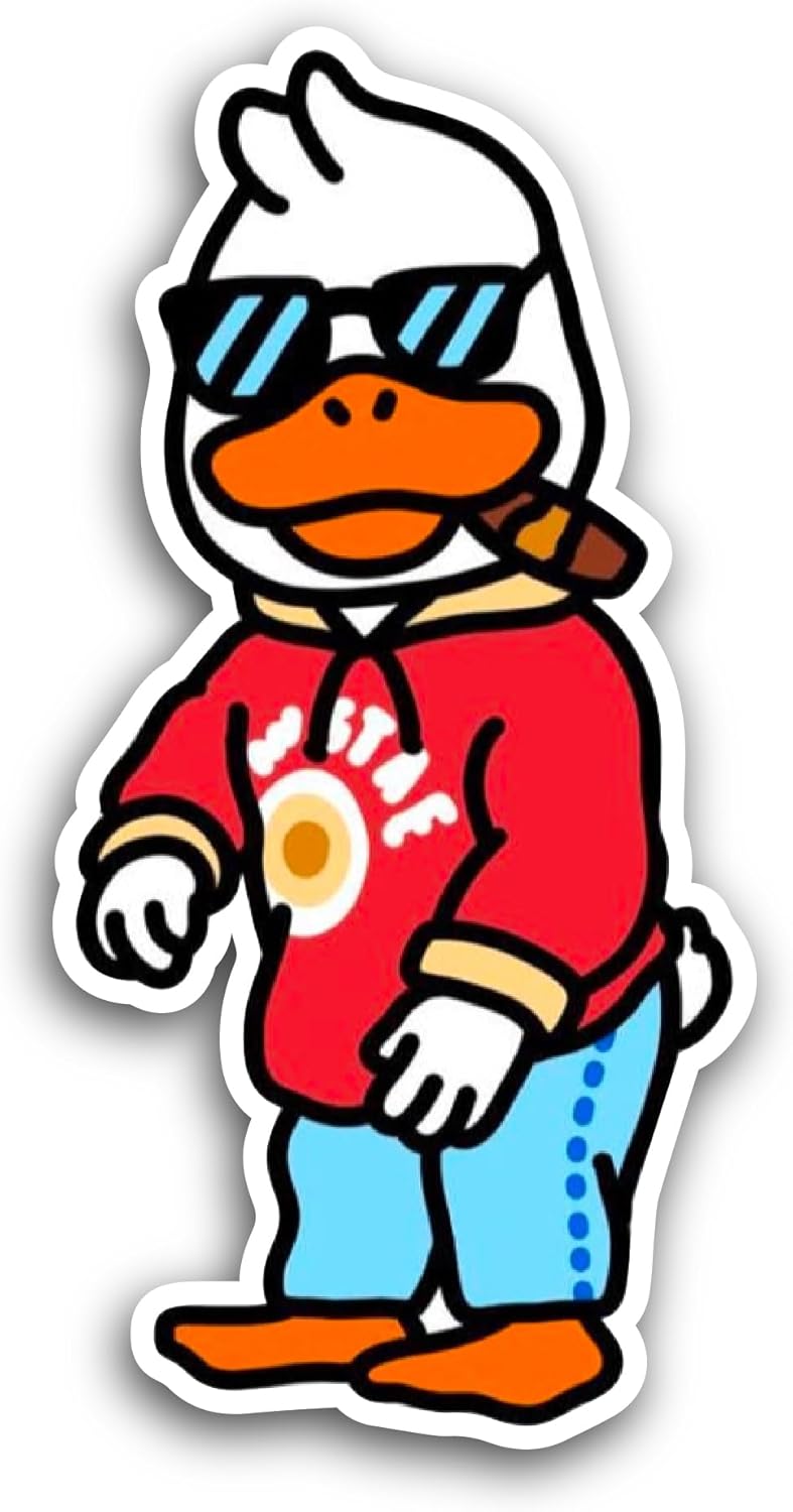 2 (Pieces) 3" and 5" Cool Cartoon Duck Sticker, Waterproof Vinyl Decals for Many Purpose Like Cars, Trucks, Laptops, Phones, Windows and More