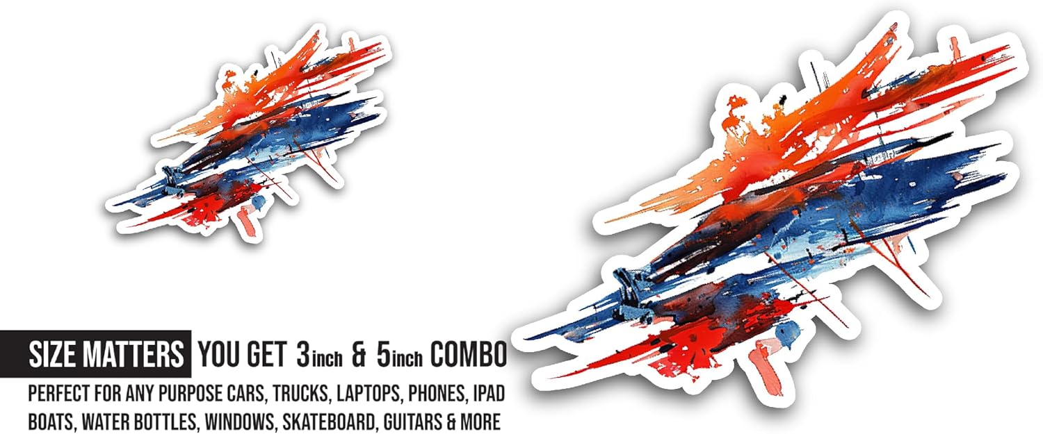 2 (Pieces) 3" and 5" Red and Blue Painting Sticker, Waterproof Vinyl Decals for Many Purpose Like Cars, Trucks, Laptops, Phones, Windows and More
