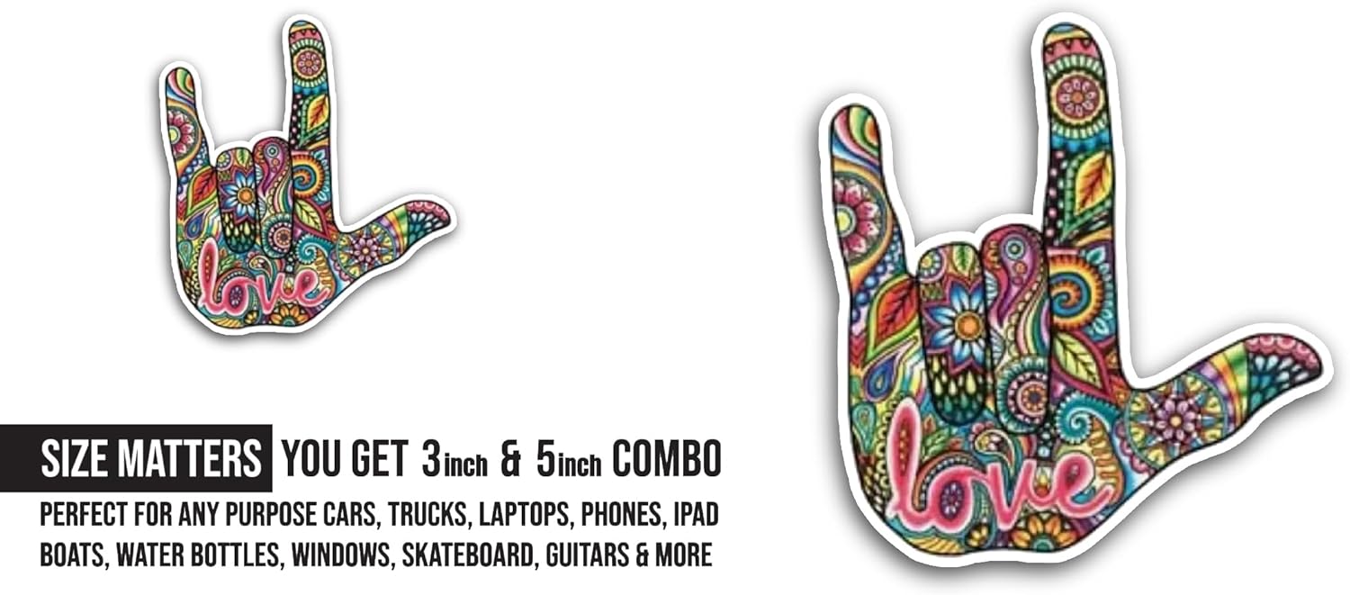 2 (Pieces) 3" and 5" Colorful Love Sign Sticker, Waterproof Vinyl Decals for Many Purpose Like Cars, Trucks, Laptops, Phones, Windows and More (Copy)