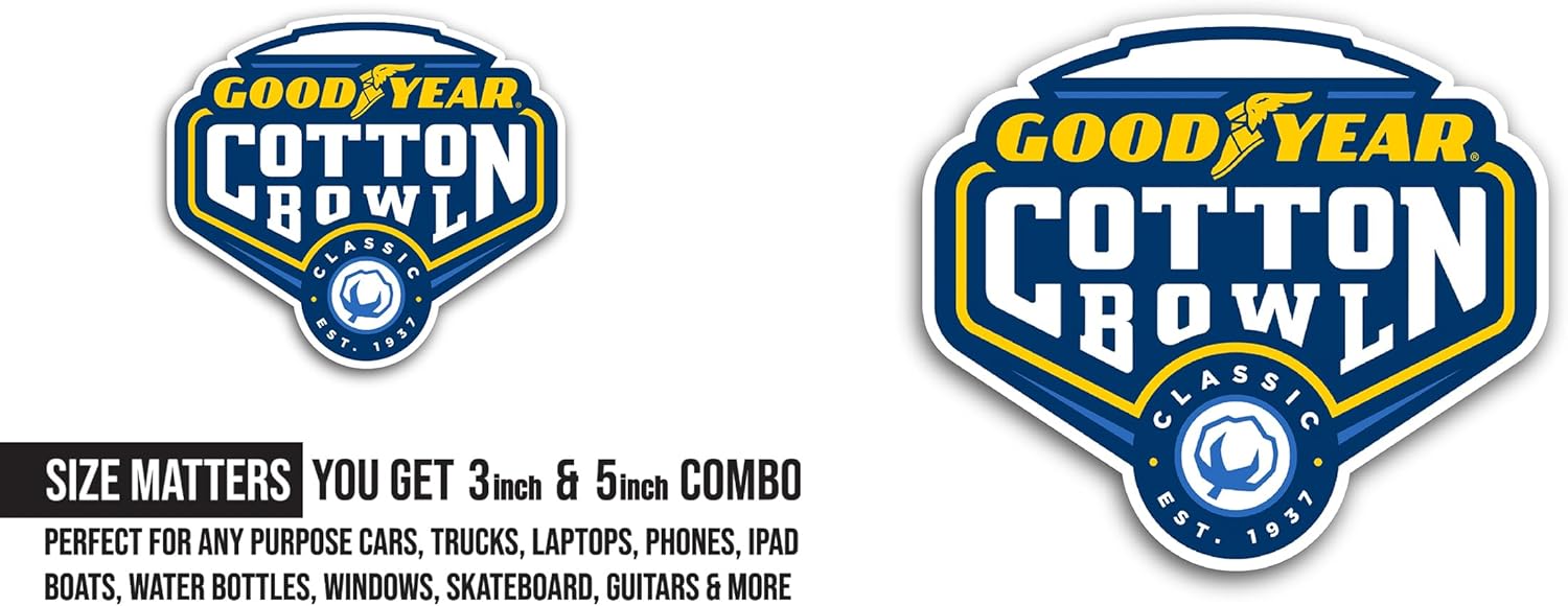 2 (Pieces) 3" and 5" Cotton B0wl Classic Sticker, Waterproof Vinyl Decals for Many Purpose Like Cars, Trucks, Laptops, Phones, Windows and More