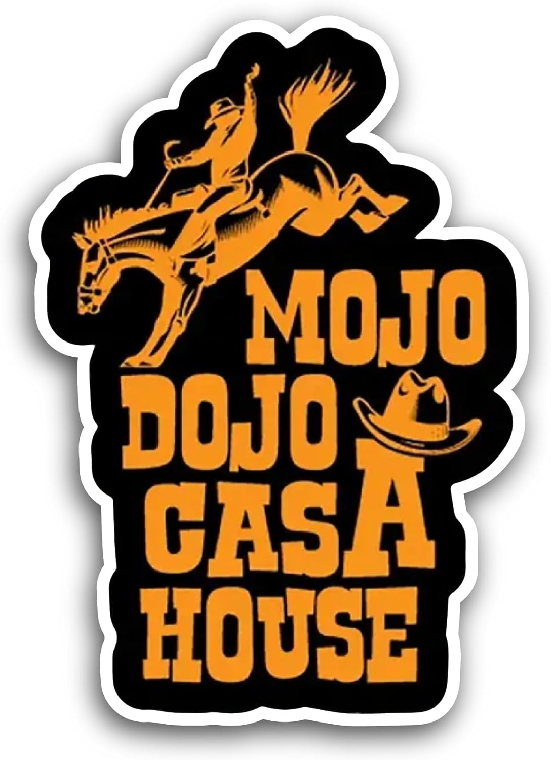 2 (Pieces) 3" and 5" Mojo Dojo Casa House Text Sticker, Waterproof Vinyl Decals for Many Purpose Like Cars, Trucks, Laptops, Phones, Windows and More