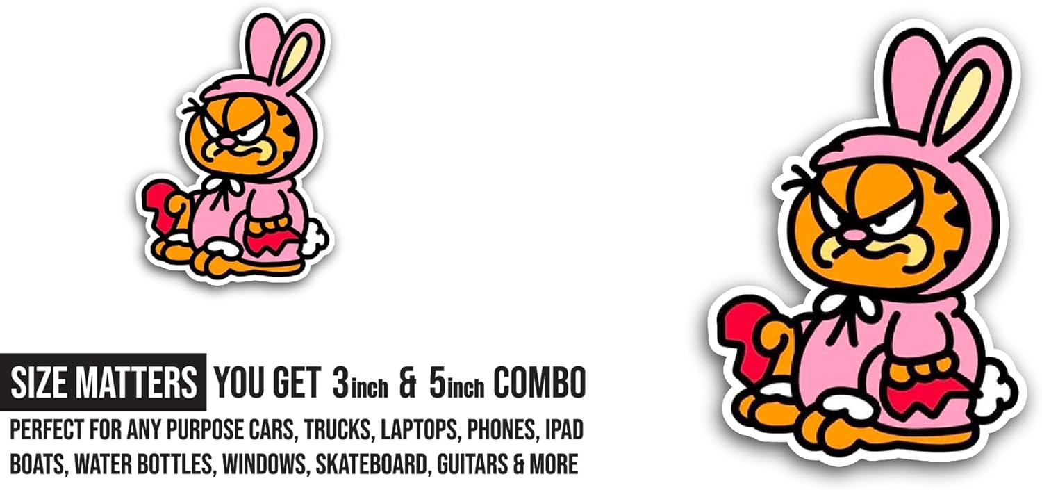 2 (Pieces) 3" and 5" Brown Cartoon Cat Sticker, Waterproof Vinyl Decals for Many Purpose Like Cars, Trucks, Laptops, Phones, Windows and More