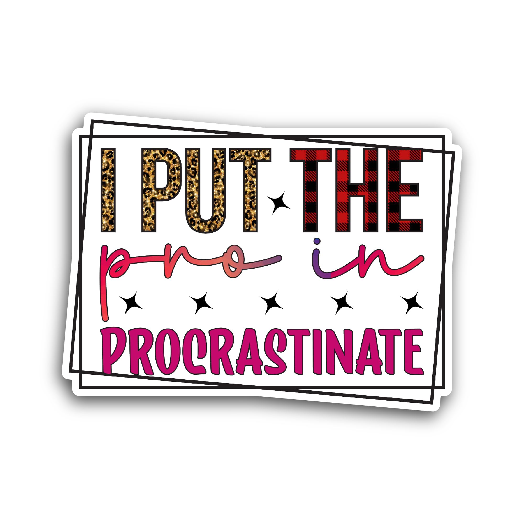 2 (Pieces) 3" and 5" I Put The Pro in Procrastinate Sticker, Waterproof Vinyl Decals for Many Purpos