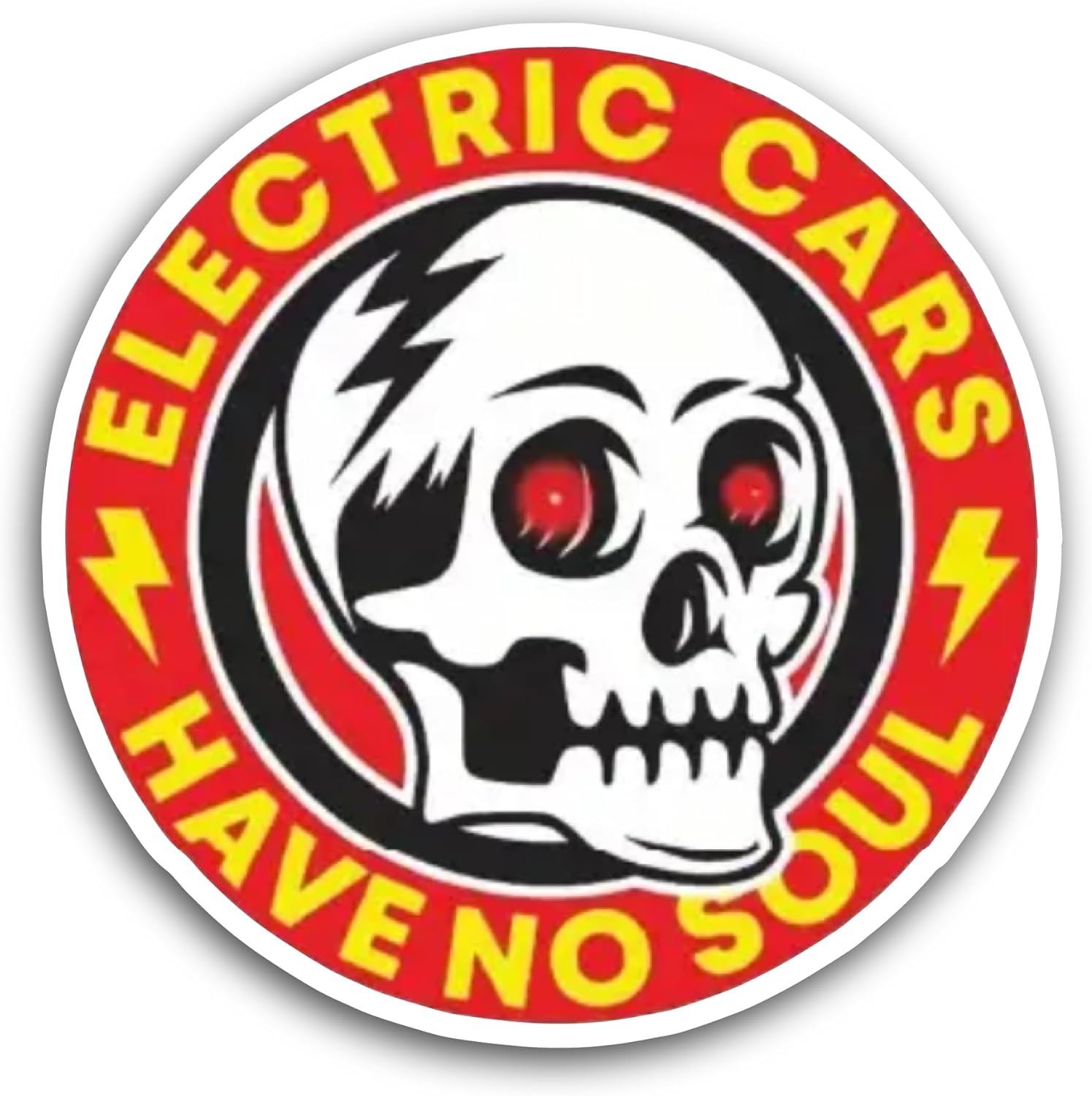 2 (Pieces) 3" and 5" Electric Cars Have No Soul Sticker, Waterproof Vinyl Decals for Many Purpose Like Cars, Trucks, Laptops, Phones, Windows and More