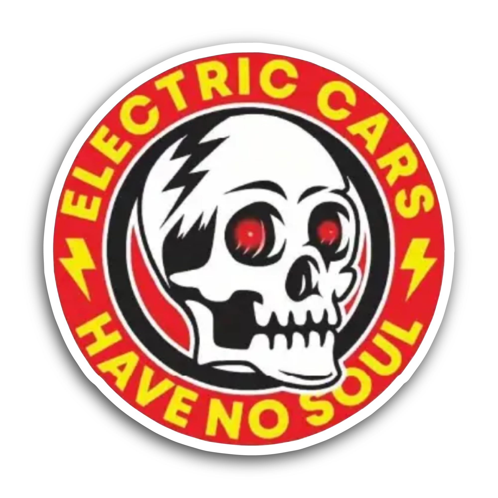 2 (Pieces) 3" and 5" Electric Cars Have No Soul Sticker, Waterproof Vinyl Decals for Many Purpose Li