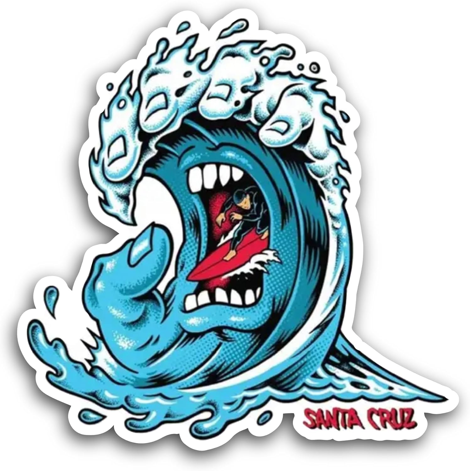 2 (Pieces) 3" and 5" Santa Cruz Screaming Wave Sticker, Waterproof Vinyl Decals for Many Purpose Like Cars, Trucks, Laptops, Phones, Windows and More