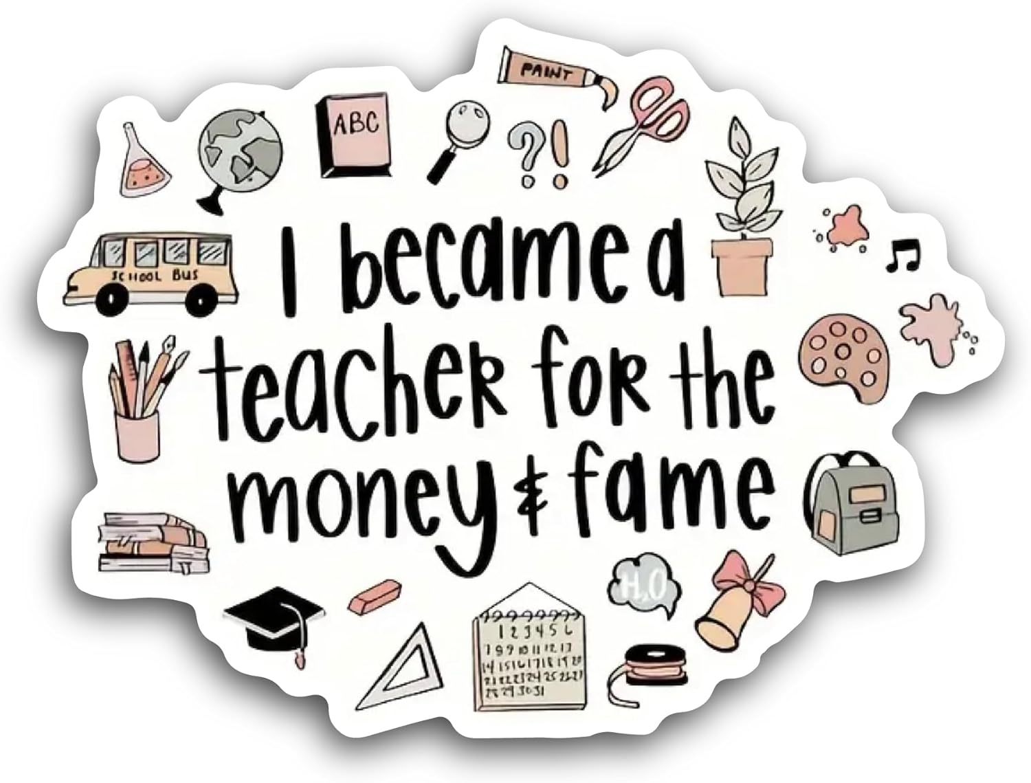2 (Pieces) 3" and 5" I Became A Teacher Text Sticker, Waterproof Vinyl Decals for Many Purpose Like Cars, Trucks, Laptops, Phones, Windows and More