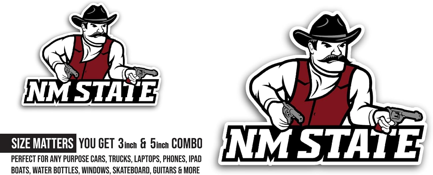 2 (Pieces) 3" and 5" New Mexic0 State Sticker, Waterproof Vinyl Decals for Many Purpose Like Cars, Trucks, Laptops, Phones, Windows and More