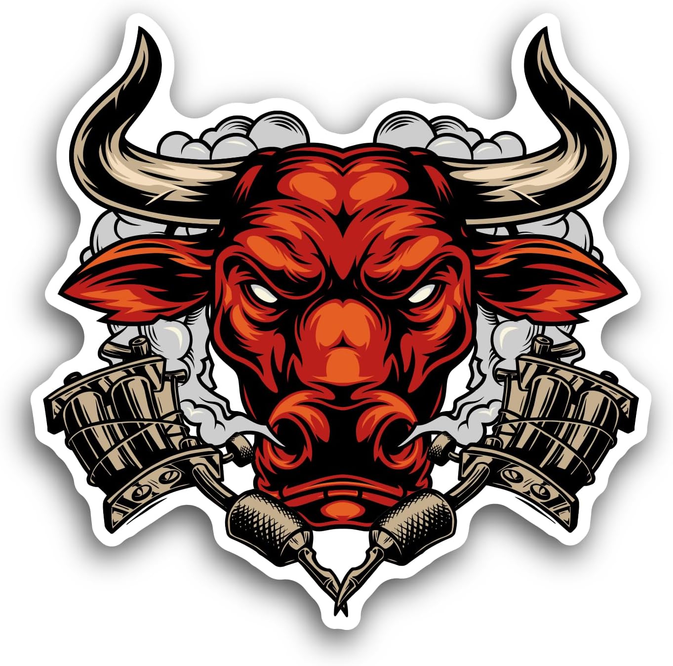 2 (Pieces) 3" and 5" Hot Bull Head Sticker, Waterproof Vinyl Decals for Many Purpose Like Cars, Trucks, Laptops, Phones, Windows and More