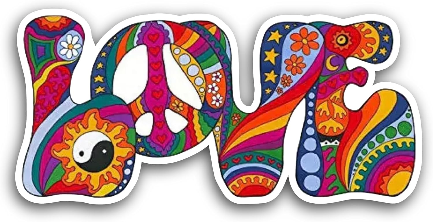 2 (Pieces) 3" and 5" Love Sticker, Waterproof Vinyl Decals for Many Purpose Like Cars, Trucks, Laptops, Phones, Windows and More