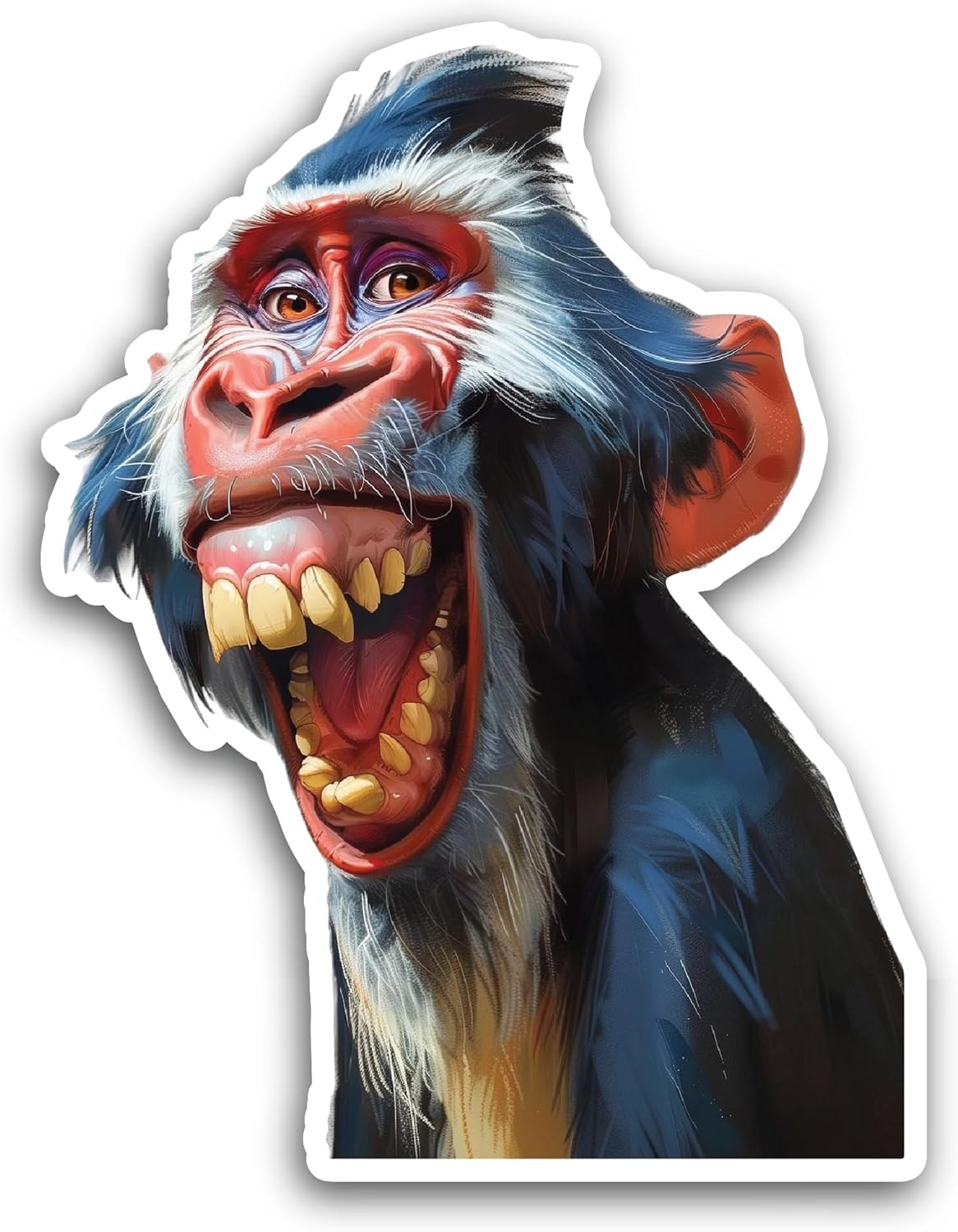 2 (Pieces) 3" and 5" Cartoon Baboon Sticker, Waterproof Vinyl Decals for Many Purpose Like Cars, Trucks, Laptops, Phones, Windows and More