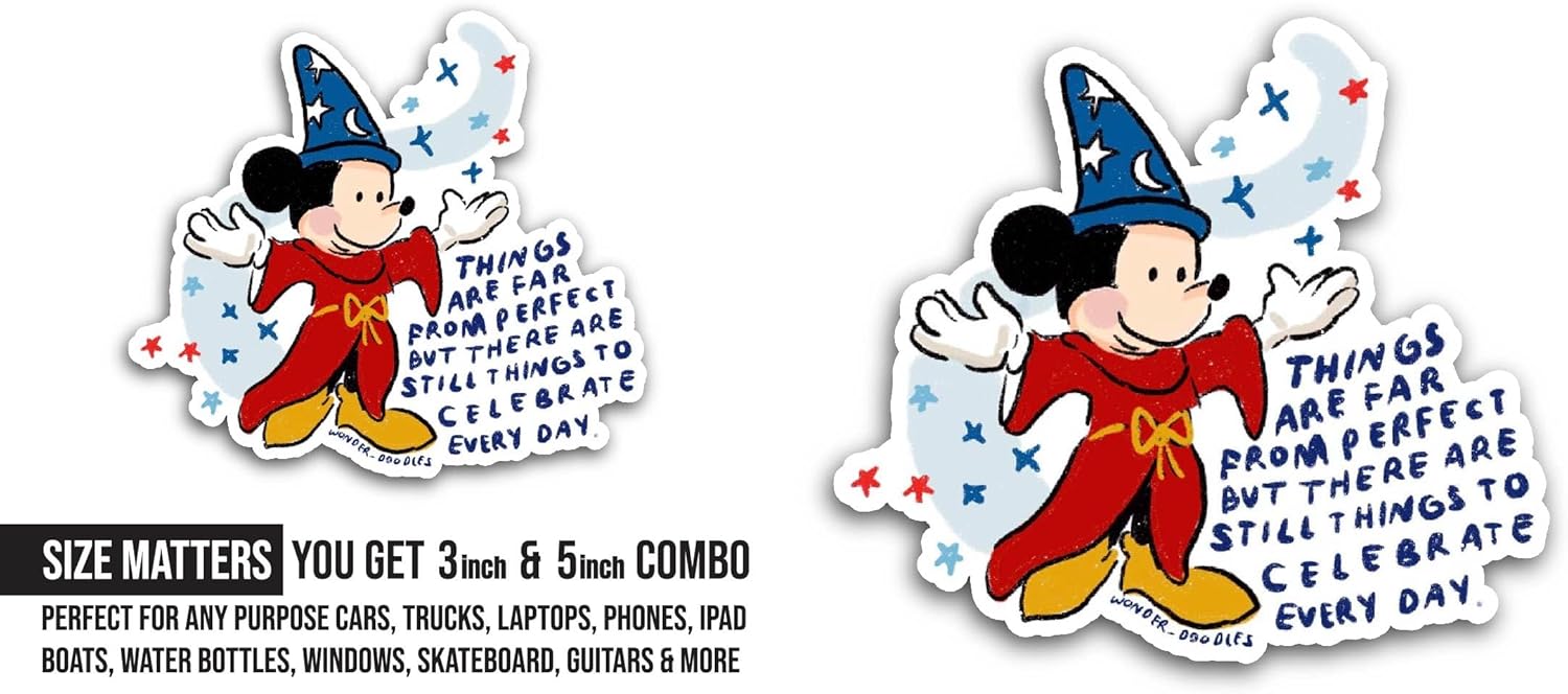 2 (Pieces) 3" and 5" Things are Far Sticker, Waterproof Vinyl Decals for Many Purpose Like Cars, Trucks, Laptops, Phones, Windows and More