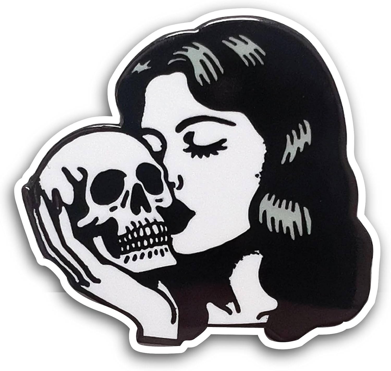 2 (Pieces) 3" and 5" Women with Skull Sticker, Waterproof Vinyl Decals for Many Purpose Like Cars, Trucks, Laptops, Phones, Windows and More